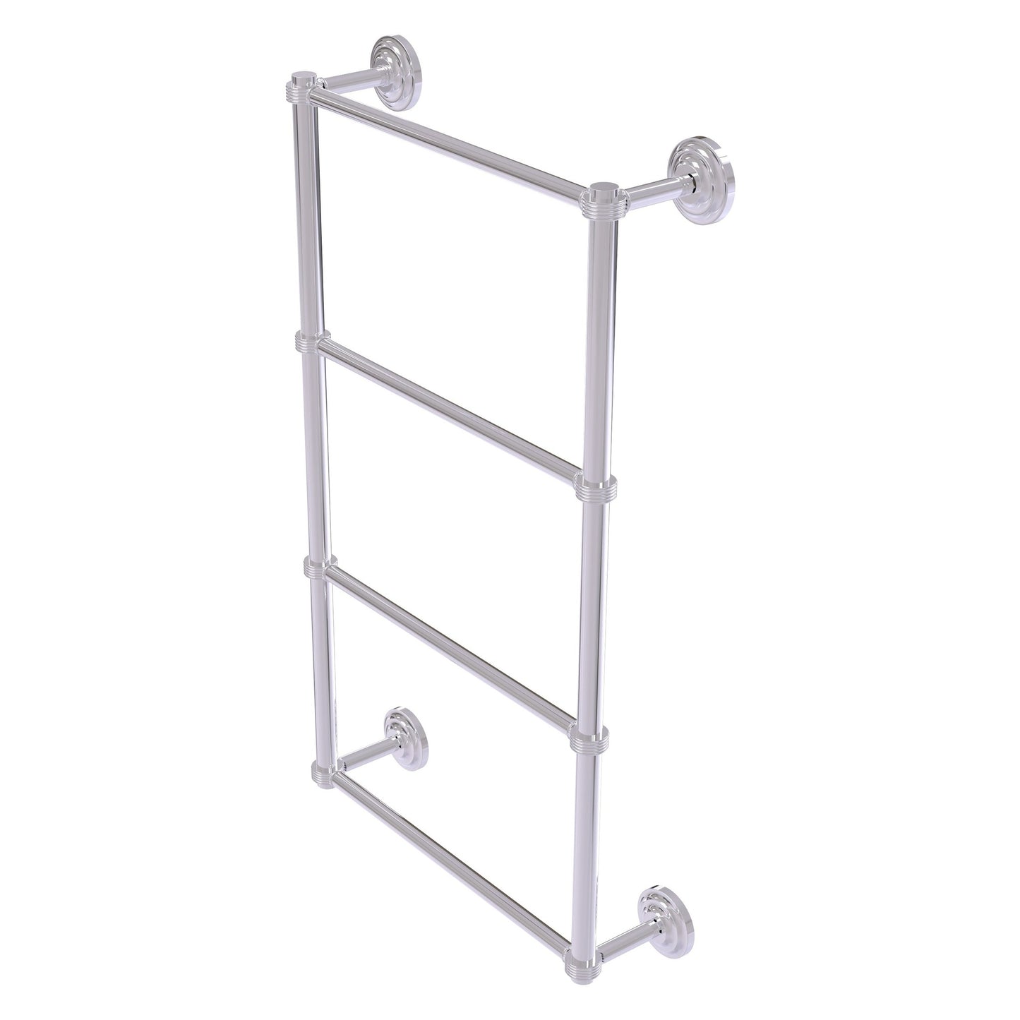 Allied Brass Que New 36" x 5.4" Polished Chrome Solid Brass 4-Tier 36 Inches Ladder Towel Bar With Grooved Detail