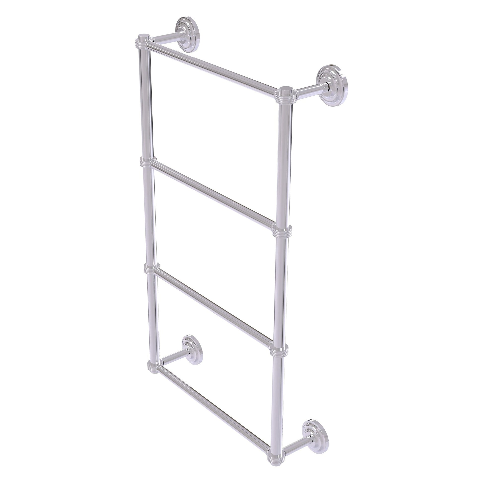Allied Brass Que New 36" x 5.4" Polished Chrome Solid Brass 4-Tier 36 Inches Ladder Towel Bar With Grooved Detail