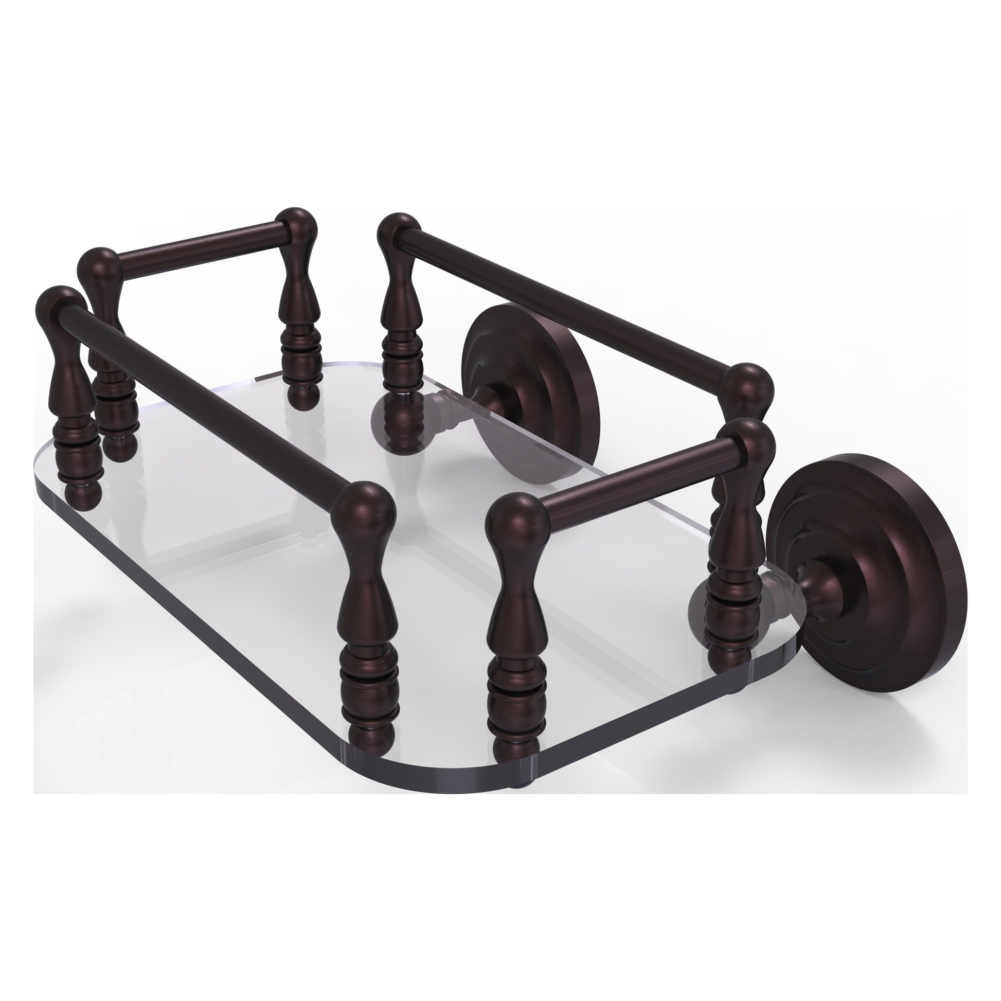 Allied Brass Que New QN-GT-6-ABZ Antique Bronze Wall Mounted Glass Guest Towel Tray