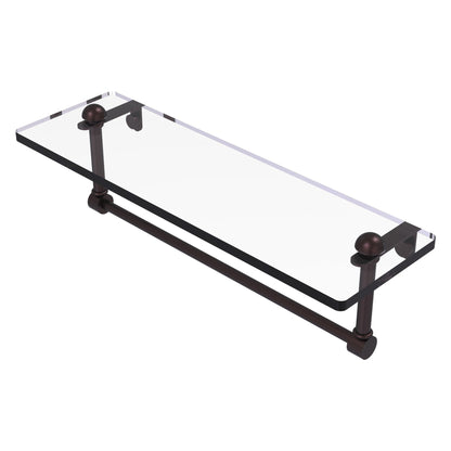 Allied Brass RC-1/16TB-ABZ 16" Antique Bronze Glass Vanity Shelf With Integrated Towel Bar