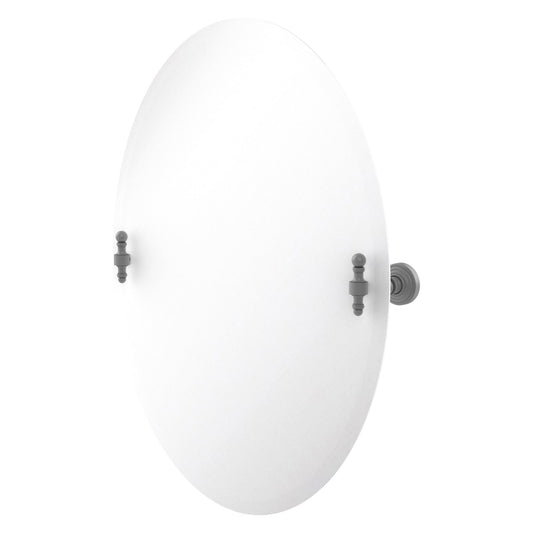 Allied Brass RW-91-GYM Retro Wave Matte Gray Oval Frameless Tilt Wall Mirror