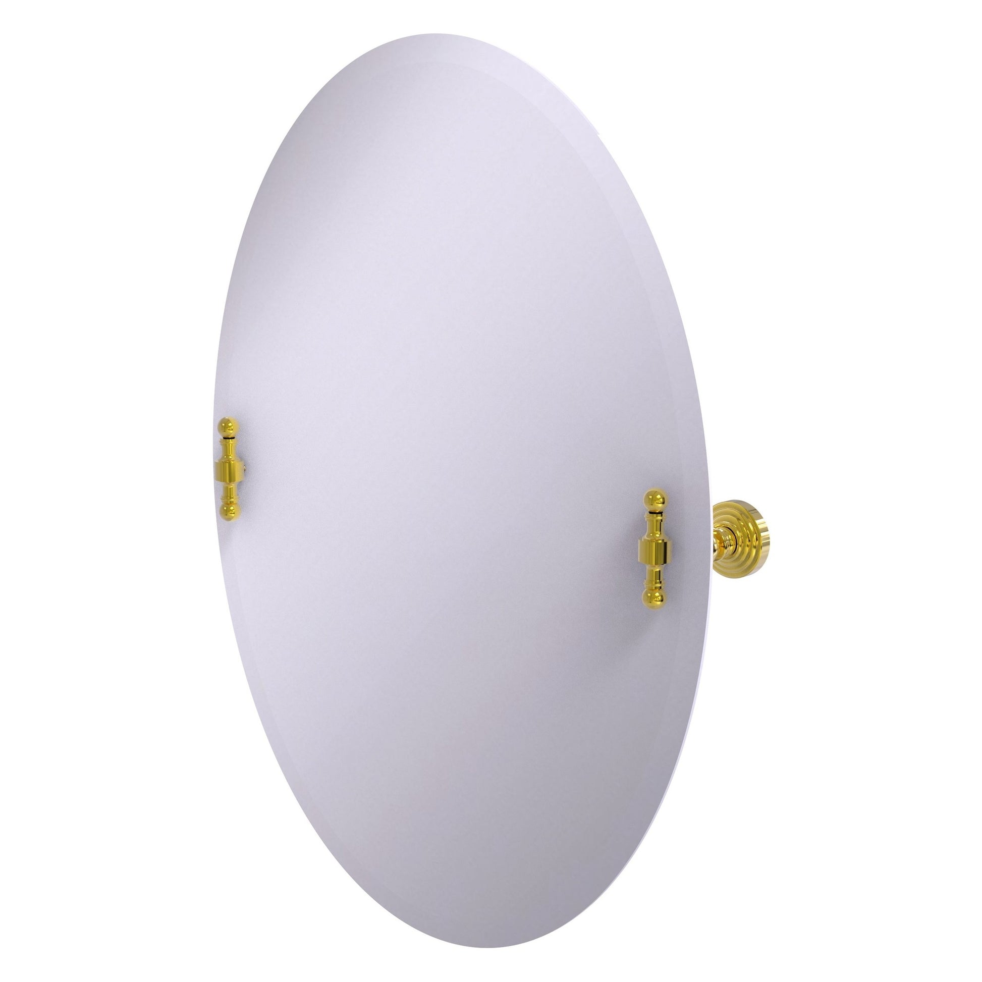 Allied Brass RW-91-PB Retro Wave Polished Brass Oval Frameless Tilt Wall Mirror