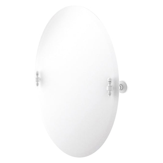 Allied Brass RW-91-WHM Retro Wave Matte White Oval Frameless Tilt Wall Mirror