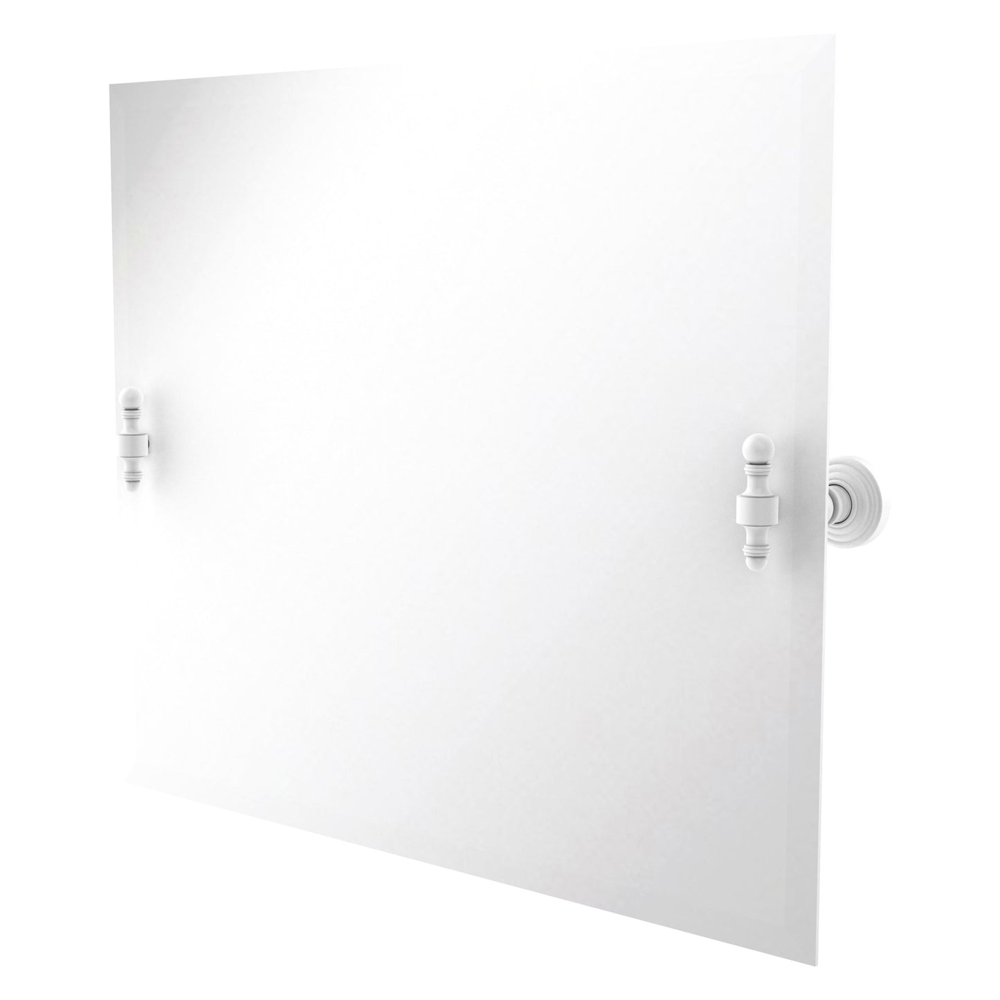 Allied Brass RW-93-WHM Retro Wave Matte White Landscape Rectangular Frameless Tilt Wall Mirror