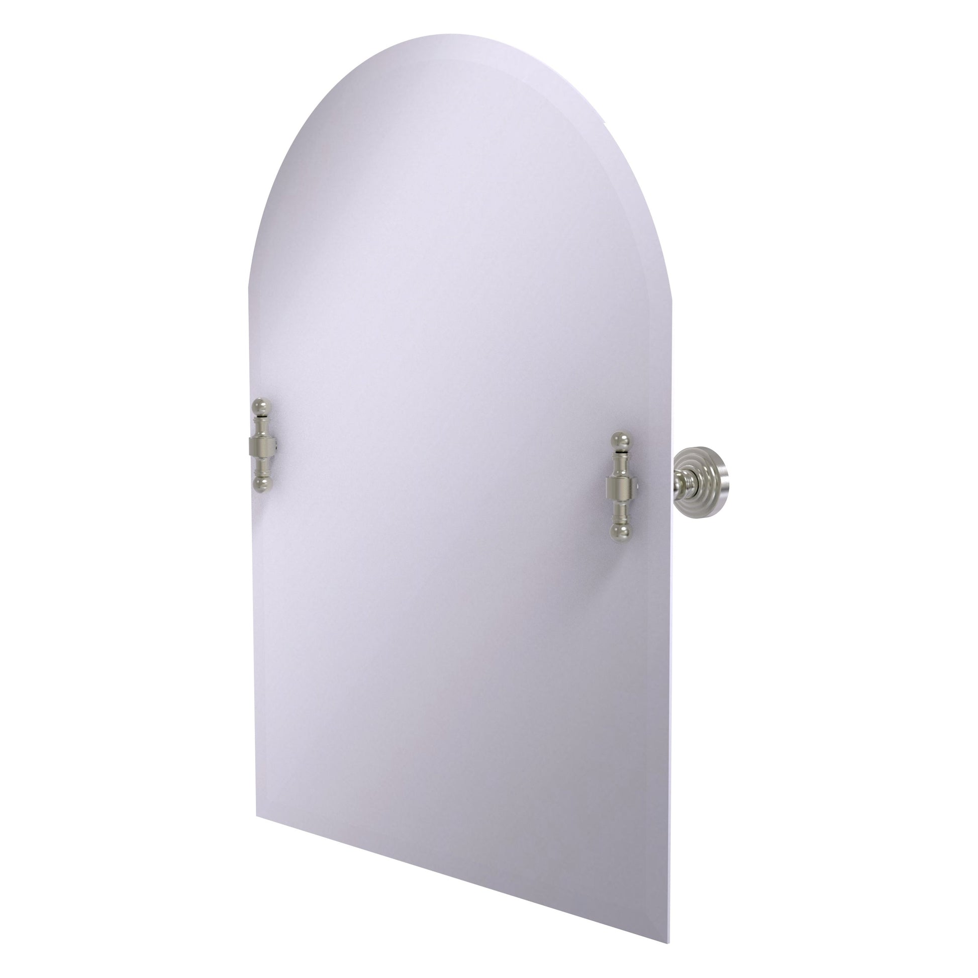 Allied Brass RW-94-SN Retro Wave Satin Nickel Arched Top Frameless Tilt Wall Mirror