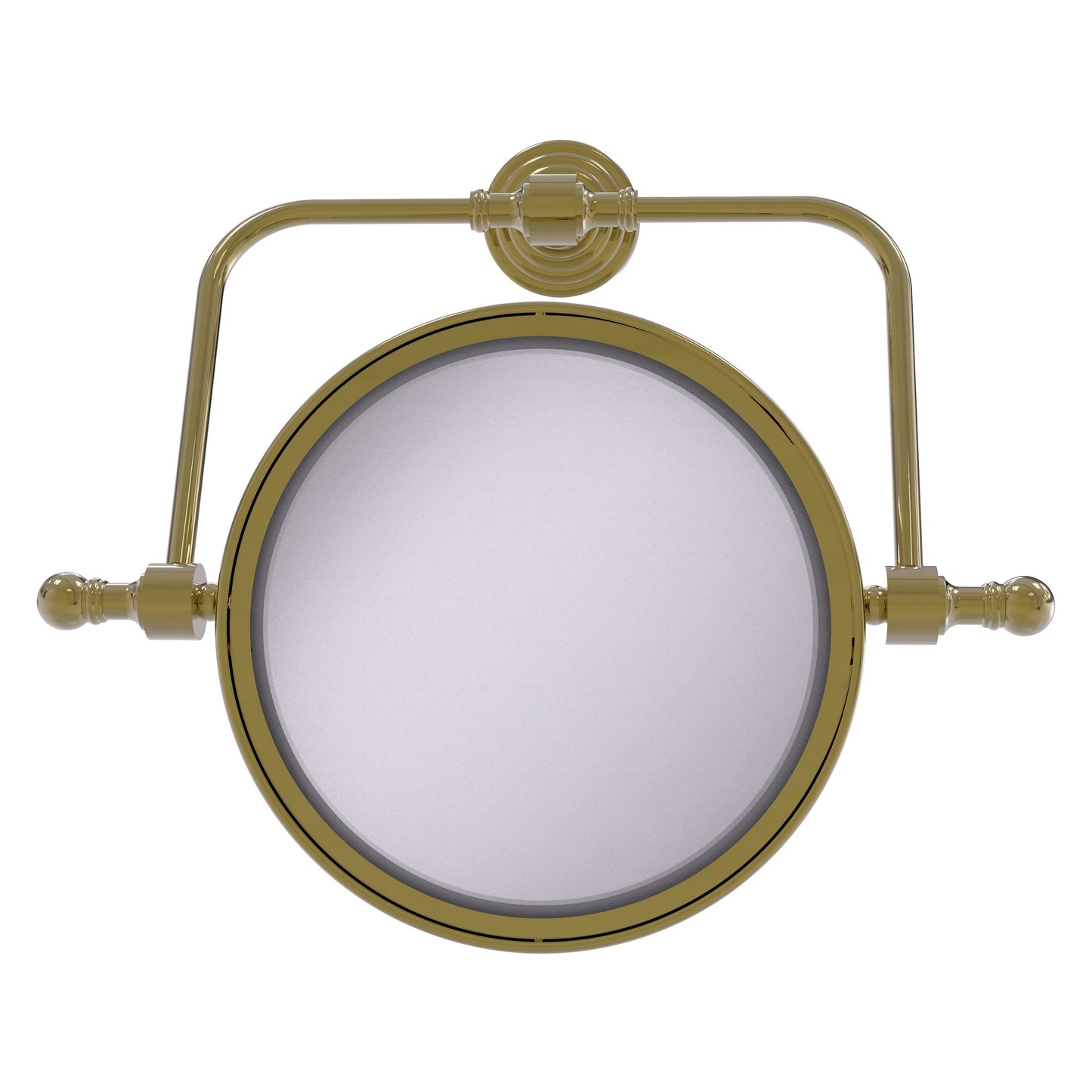 Allied Brass RWM-4/4X-UNL Retro Wave 8" Unlacquered Brass Wall-Mounted Swivel Make-Up Mirror