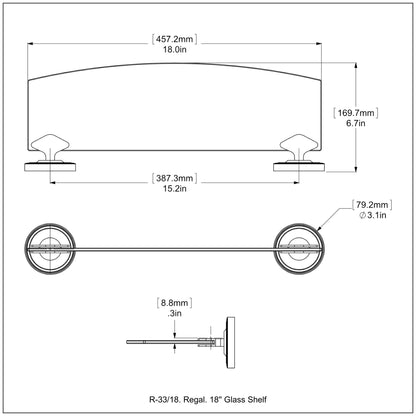 Allied Brass Regal R-33/18-ABZ 18" Antique Bronze Glass Shelf