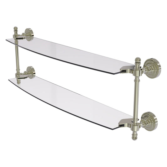 Allied Brass Retro Dot 24" Two Tiered Polished Nickel Glass Shelf