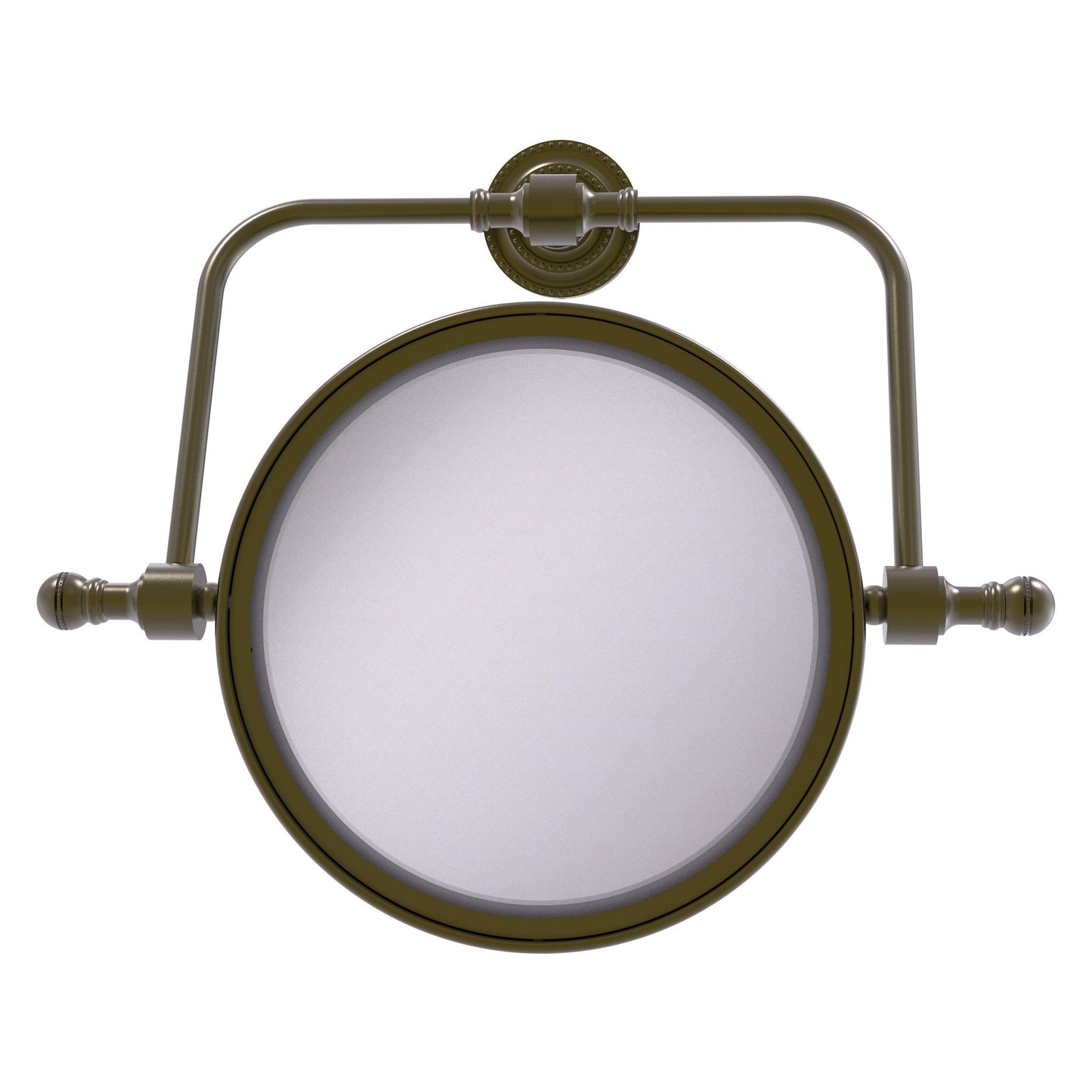 Allied Brass Retro Dot 8" Antique Brass Wall Mounted Swivel Make-Up Mirrors With 2X Magnification