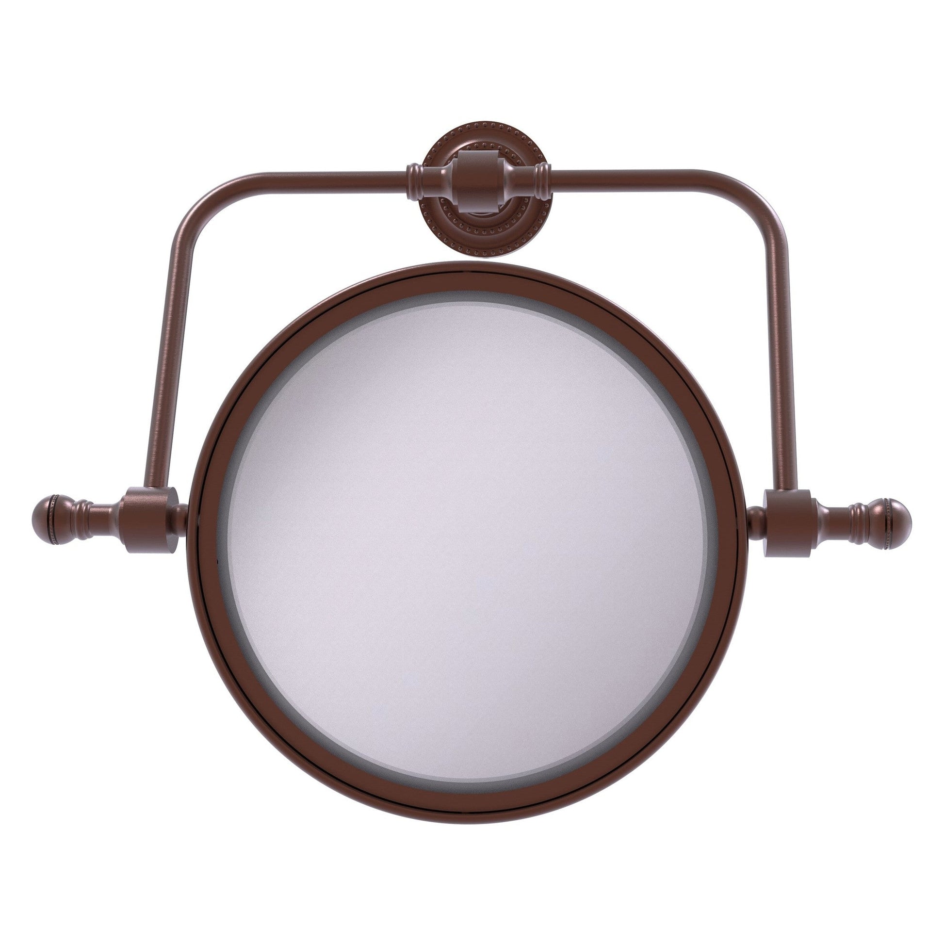 Allied Brass Retro Dot 8" Antique Copper Wall Mounted Swivel Make-Up Mirrors With 3X Magnification