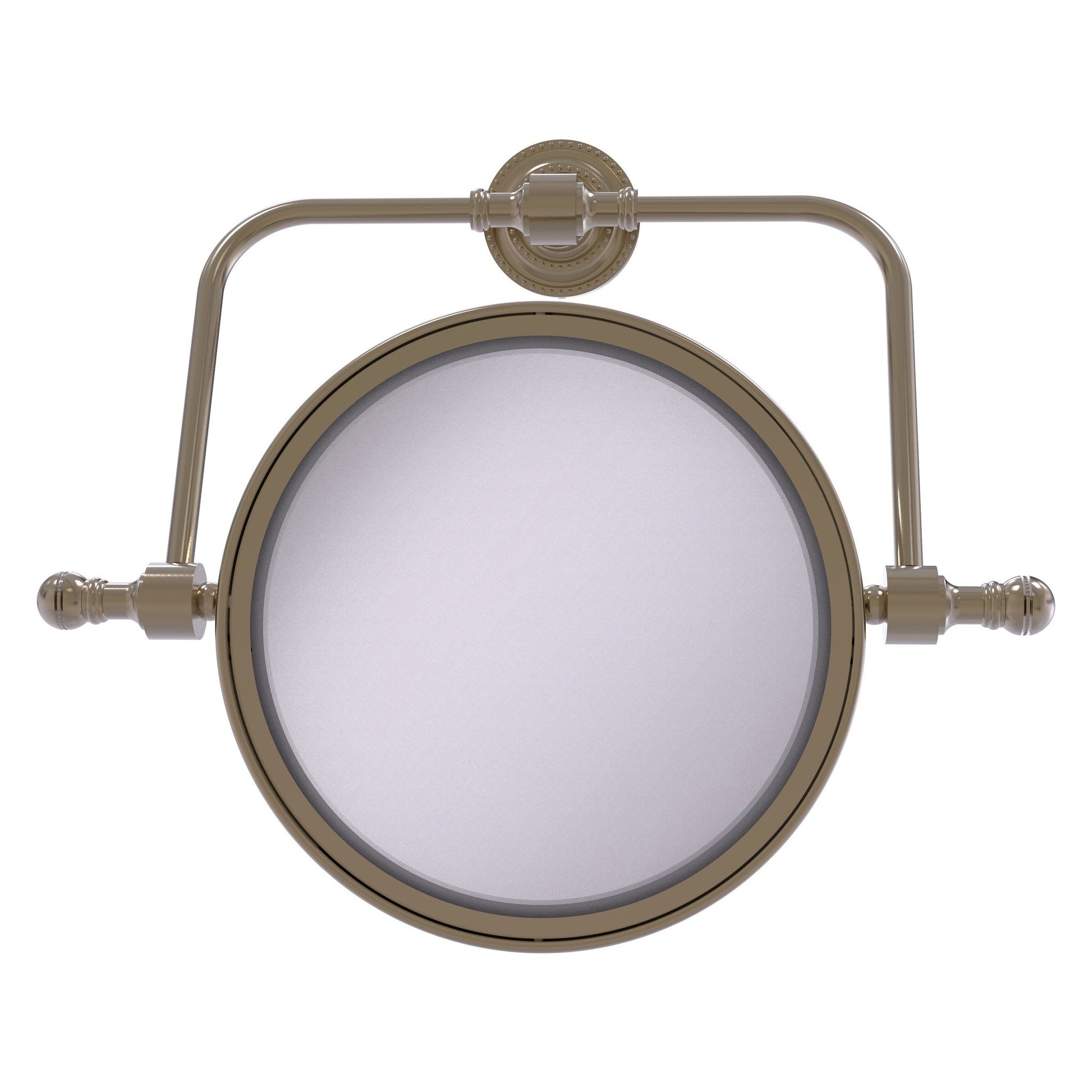 Allied Brass Retro Dot 8" Antique Pewter Wall Mounted Swivel Make-Up Mirrors With 2X Magnification