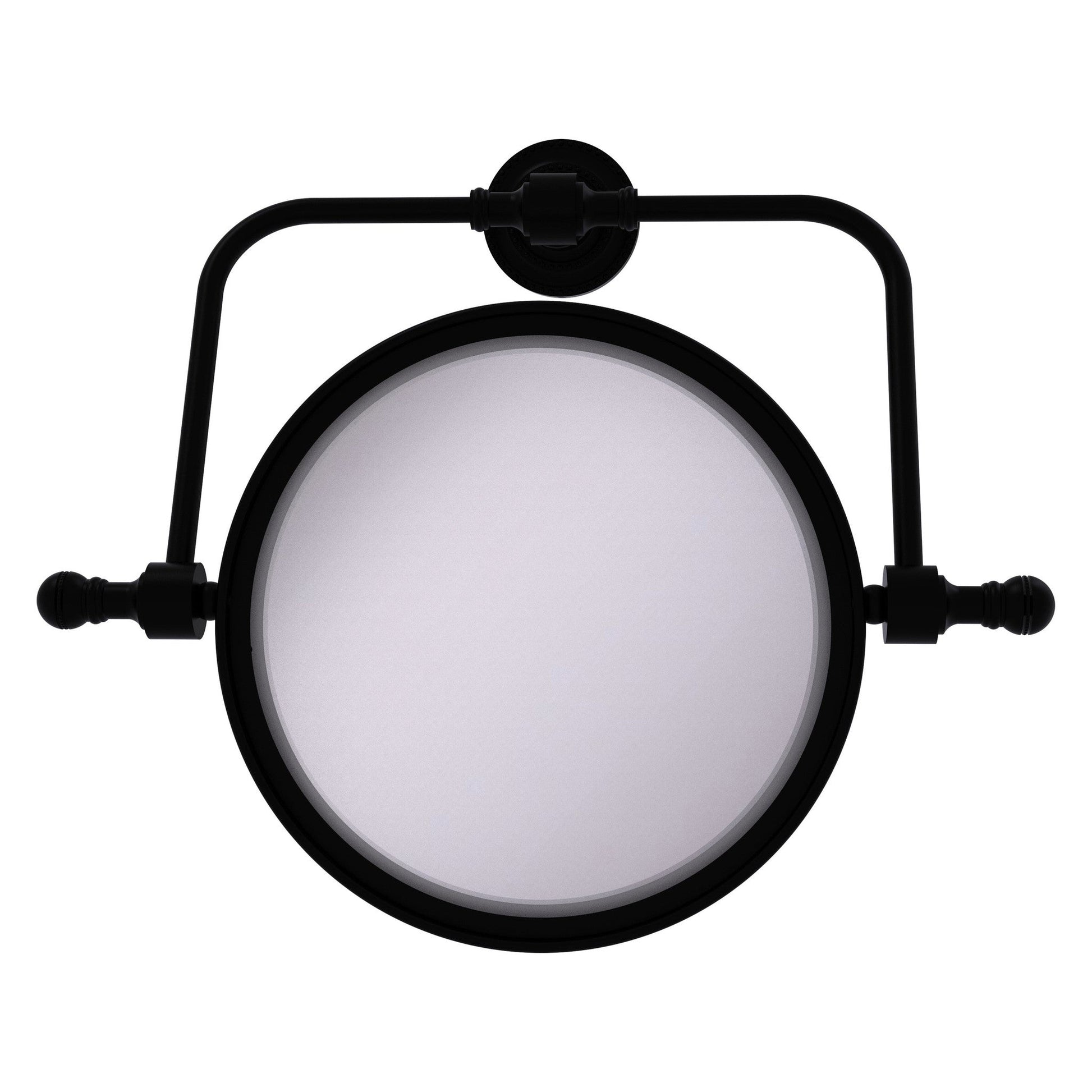 Allied Brass Retro Dot 8" Matte Black Wall Mounted Swivel Make-Up Mirrors With 3X Magnification