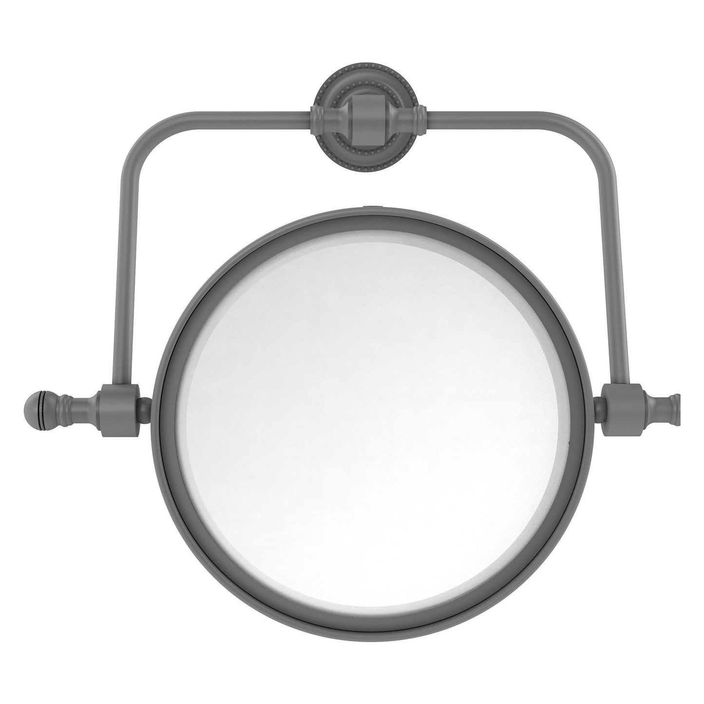 Allied Brass Retro Dot 8" Matte Gray Wall Mounted Swivel Make-Up Mirrors With 2X Magnification