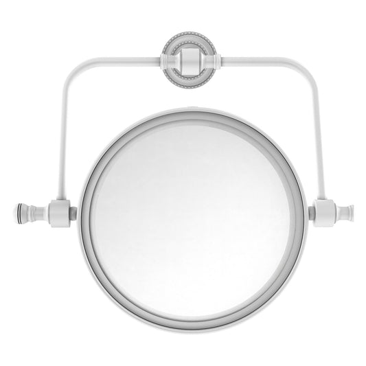 Allied Brass Retro Dot 8" Matte White Wall Mounted Swivel Make-Up Mirrors With 2X Magnification