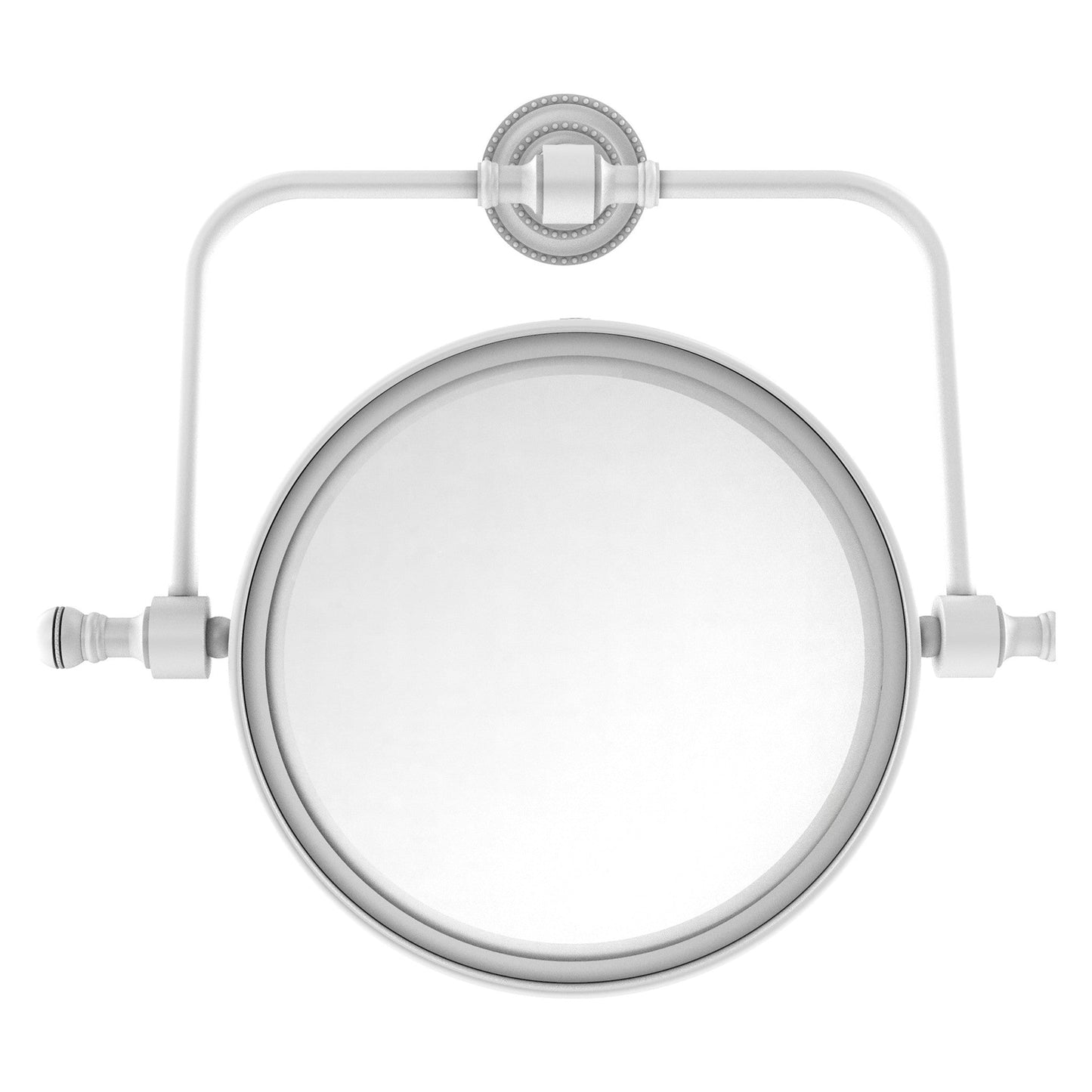 Allied Brass Retro Dot 8" Matte White Wall Mounted Swivel Make-Up Mirrors With 4X Magnification