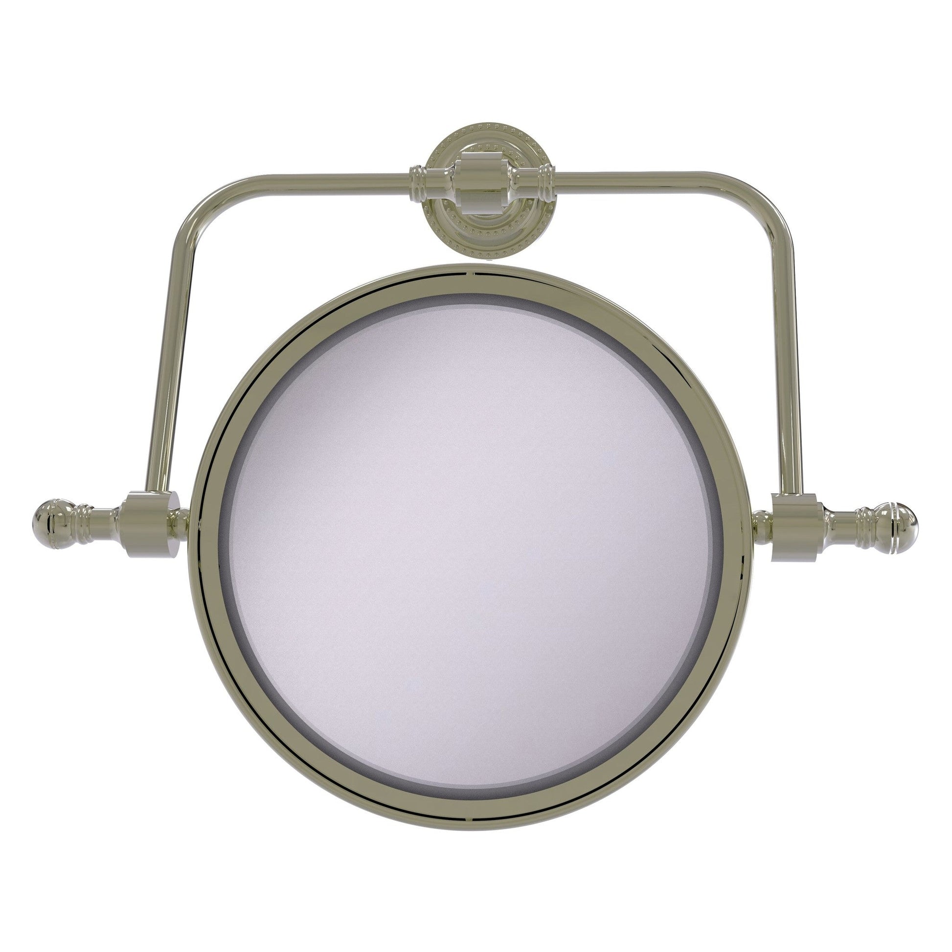 Allied Brass Retro Dot 8" Polished Nickel Wall Mounted Swivel Make-Up Mirrors With 2X Magnification