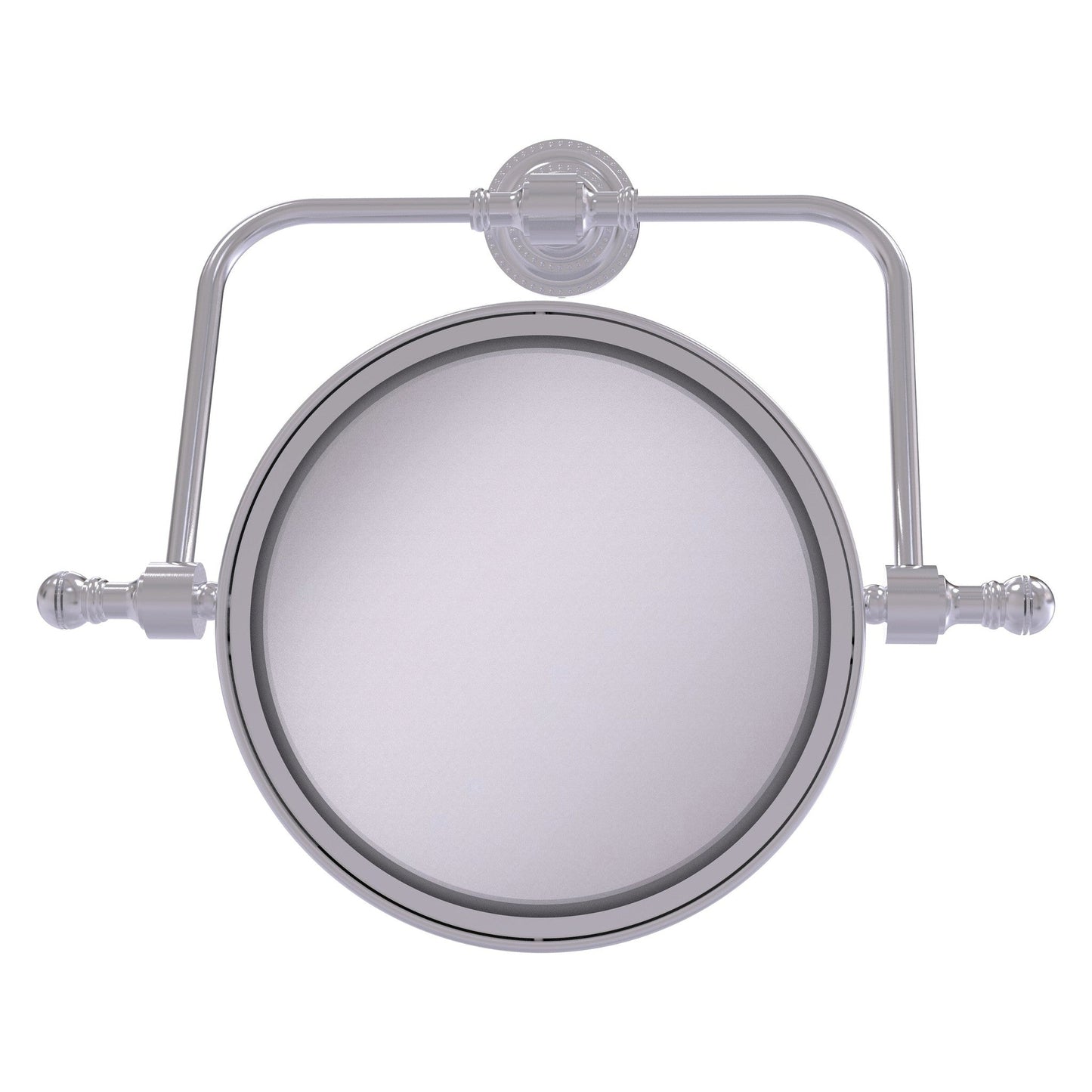 Allied Brass Retro Dot 8" Satin Chrome Wall Mounted Swivel Make-Up Mirrors With 4X Magnification