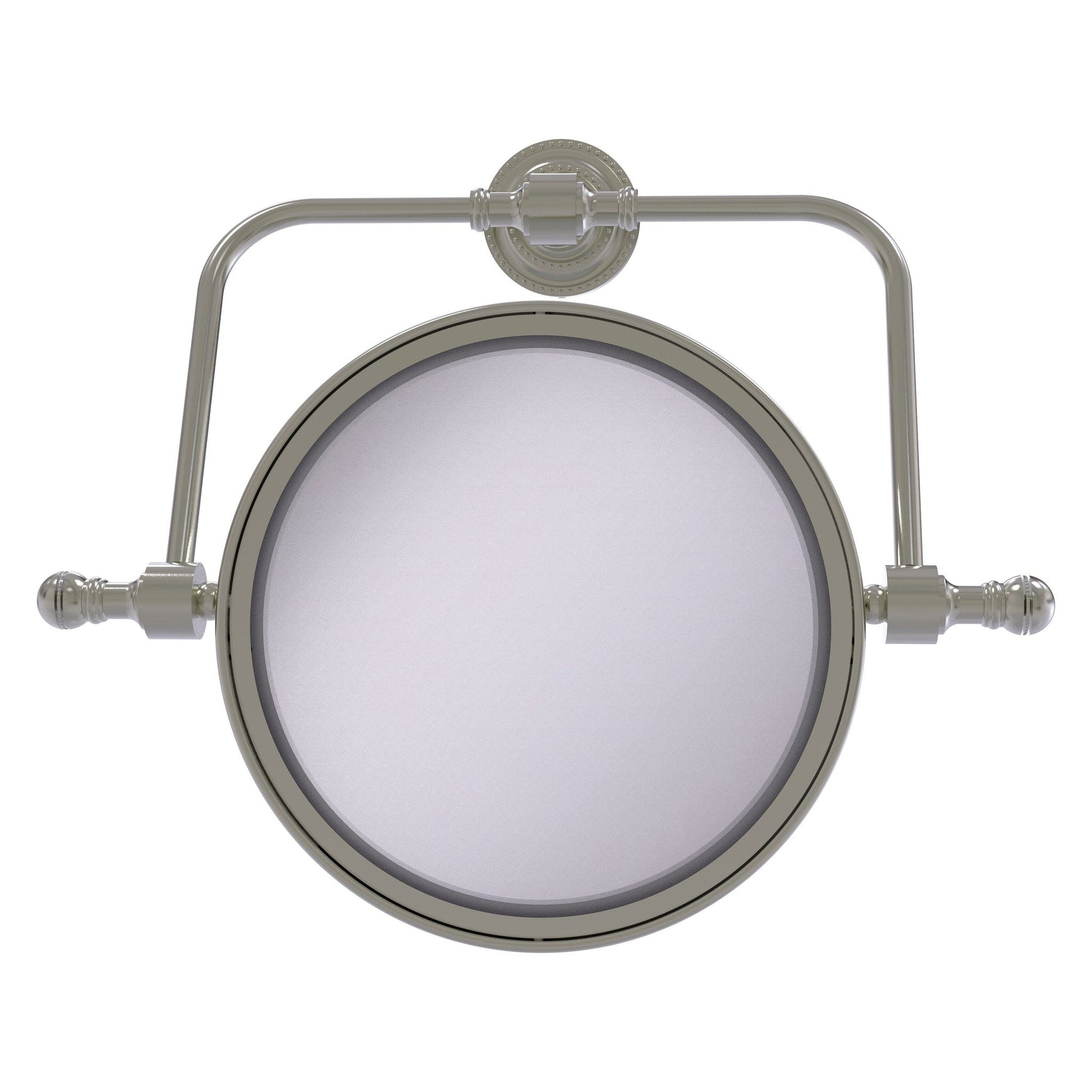 Allied Brass Retro Dot 8" Satin Nickel Wall Mounted Swivel Make-Up Mirrors With 2X Magnification