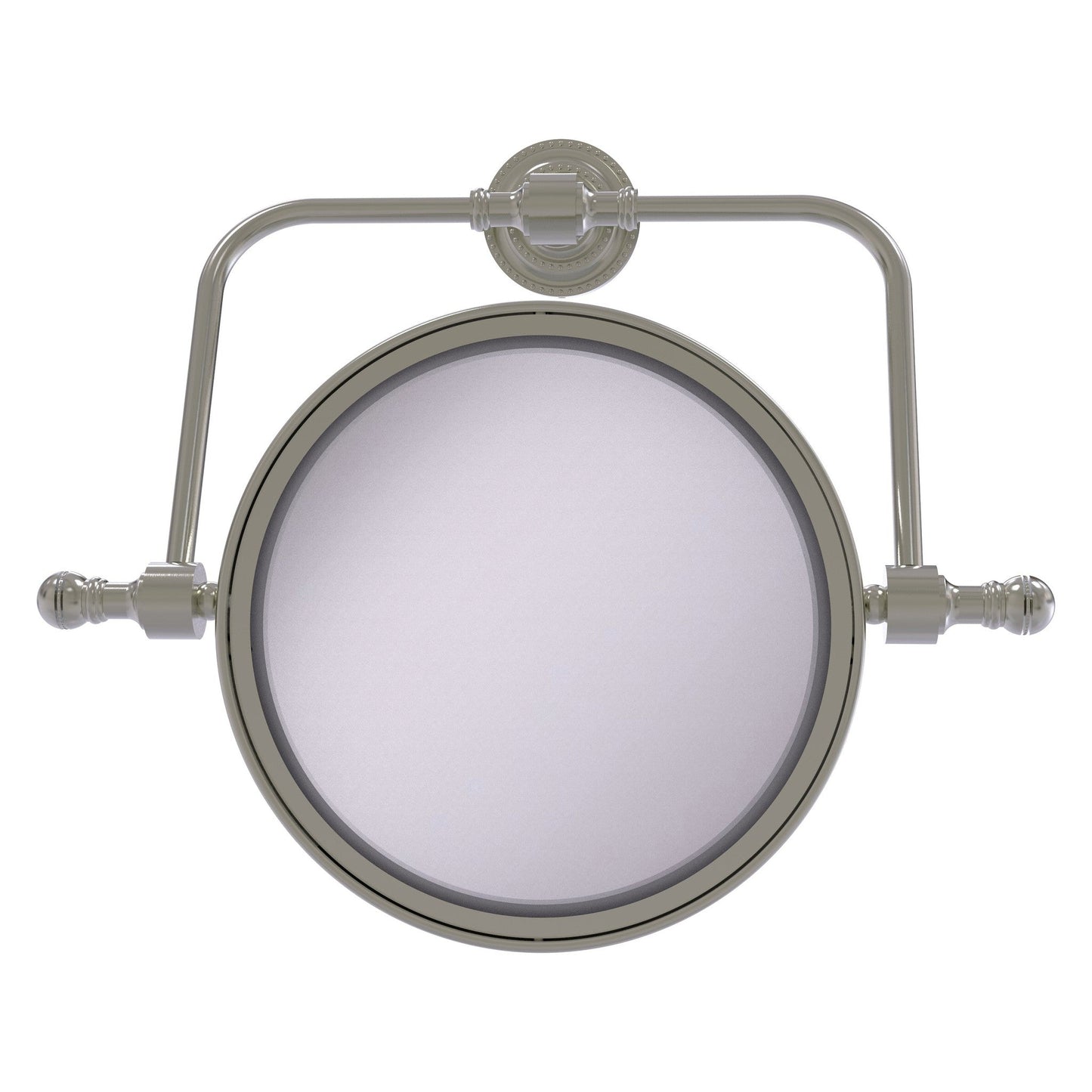 Allied Brass Retro Dot 8" Satin Nickel Wall Mounted Swivel Make-Up Mirrors With 5X Magnification