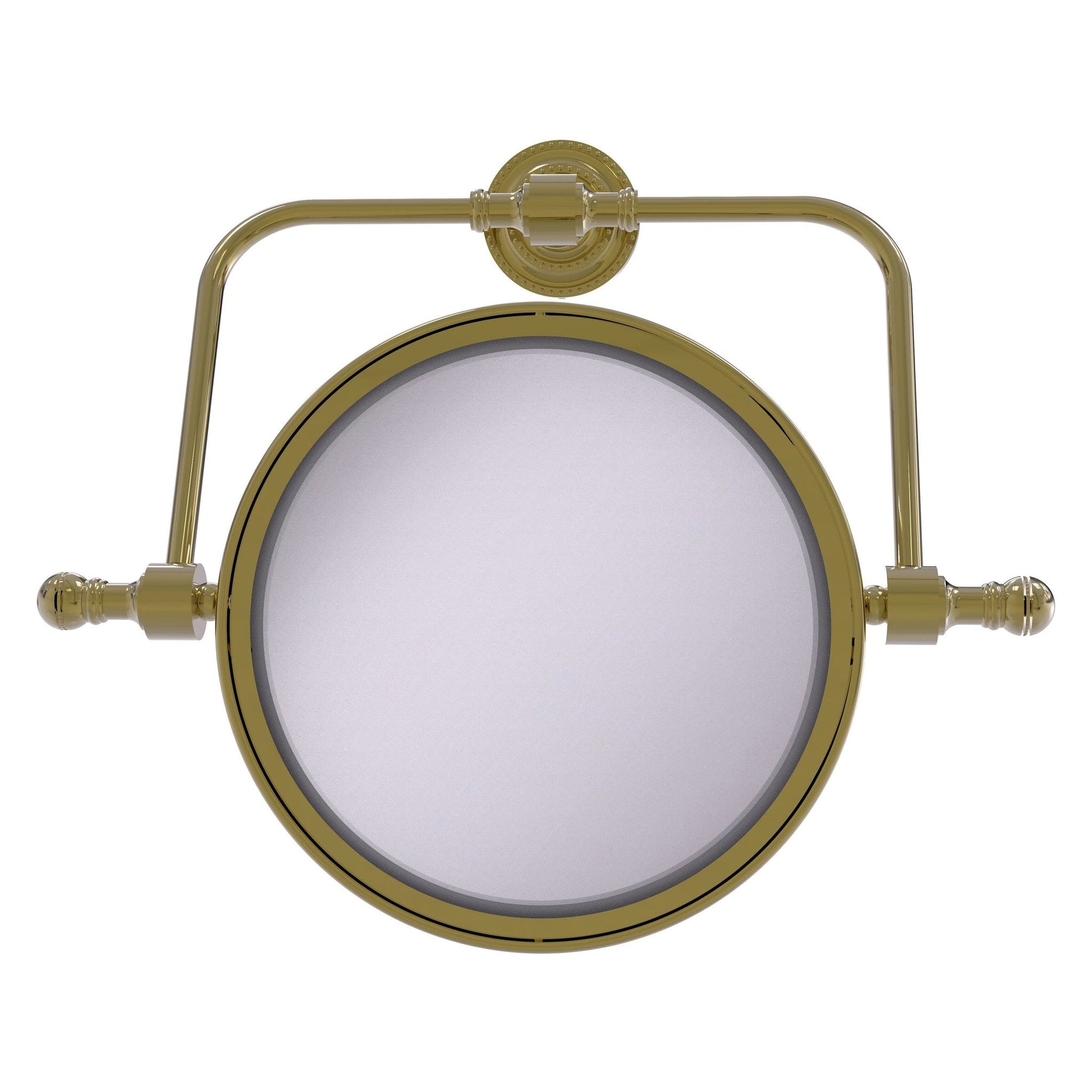 Allied Brass Retro Dot 8" Unlacquered Brass Wall Mounted Swivel Make-Up Mirrors With 2X Magnification