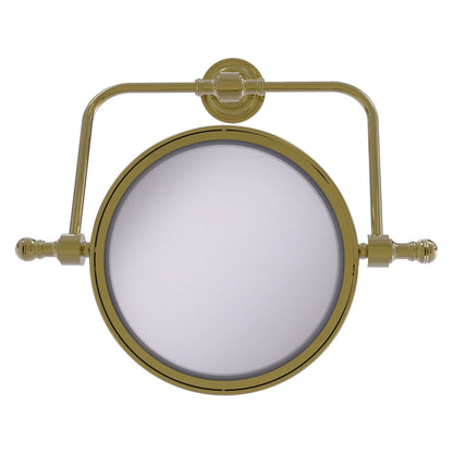 Allied Brass Retro Dot 8" Unlacquered Brass Wall Mounted Swivel Make-Up Mirrors With 2X Magnification