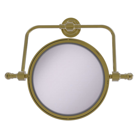 Allied Brass Retro Dot 8" Unlacquered Brass Wall Mounted Swivel Make-Up Mirrors With 3X Magnification