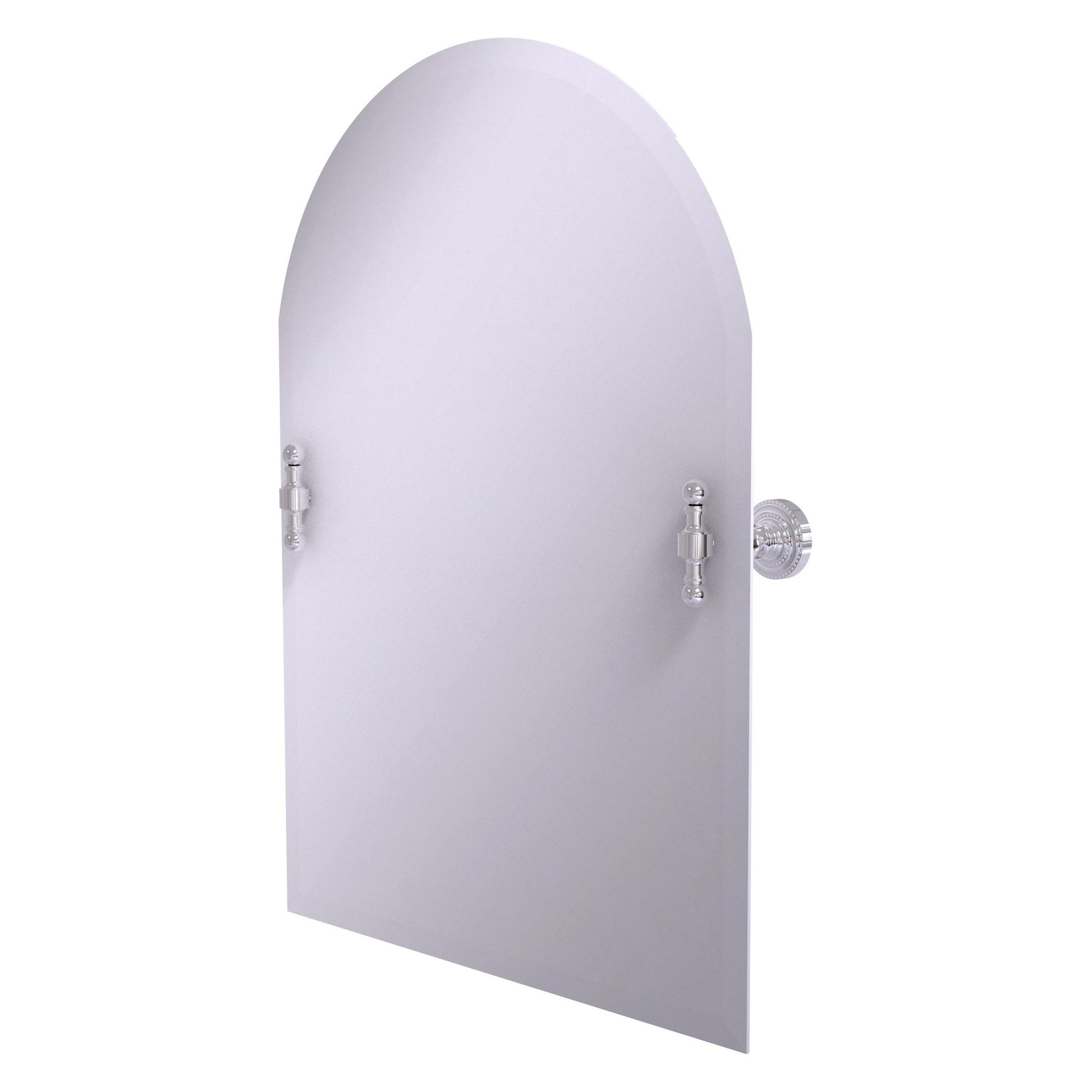 Allied Brass Retro Dot Arched Top Polished Chrome Frameless Tilt Wall Mirror With Beveled Edge