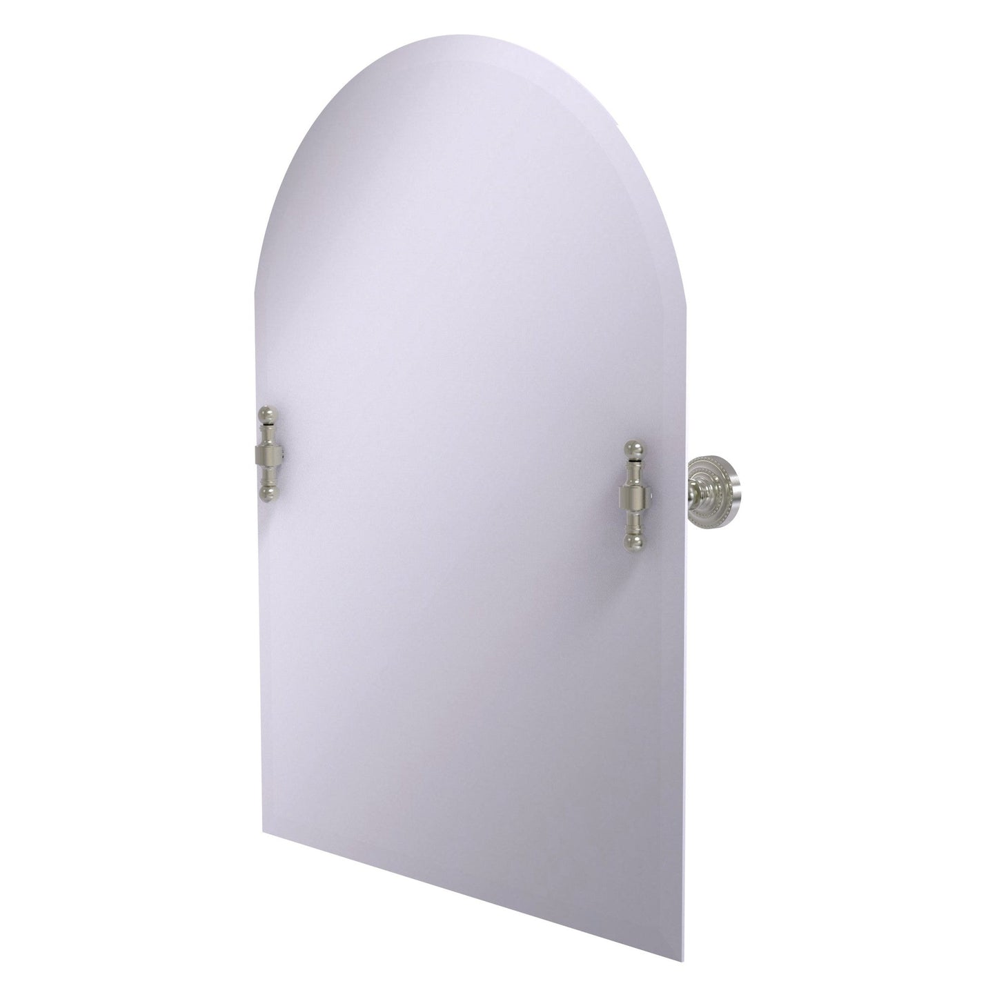 Allied Brass Retro Dot Arched Top Satin Nickel Frameless Tilt Wall Mirror With Beveled Edge