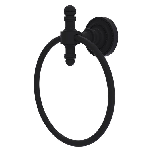 Allied Brass Retro Dot Matte Black Towel Ring