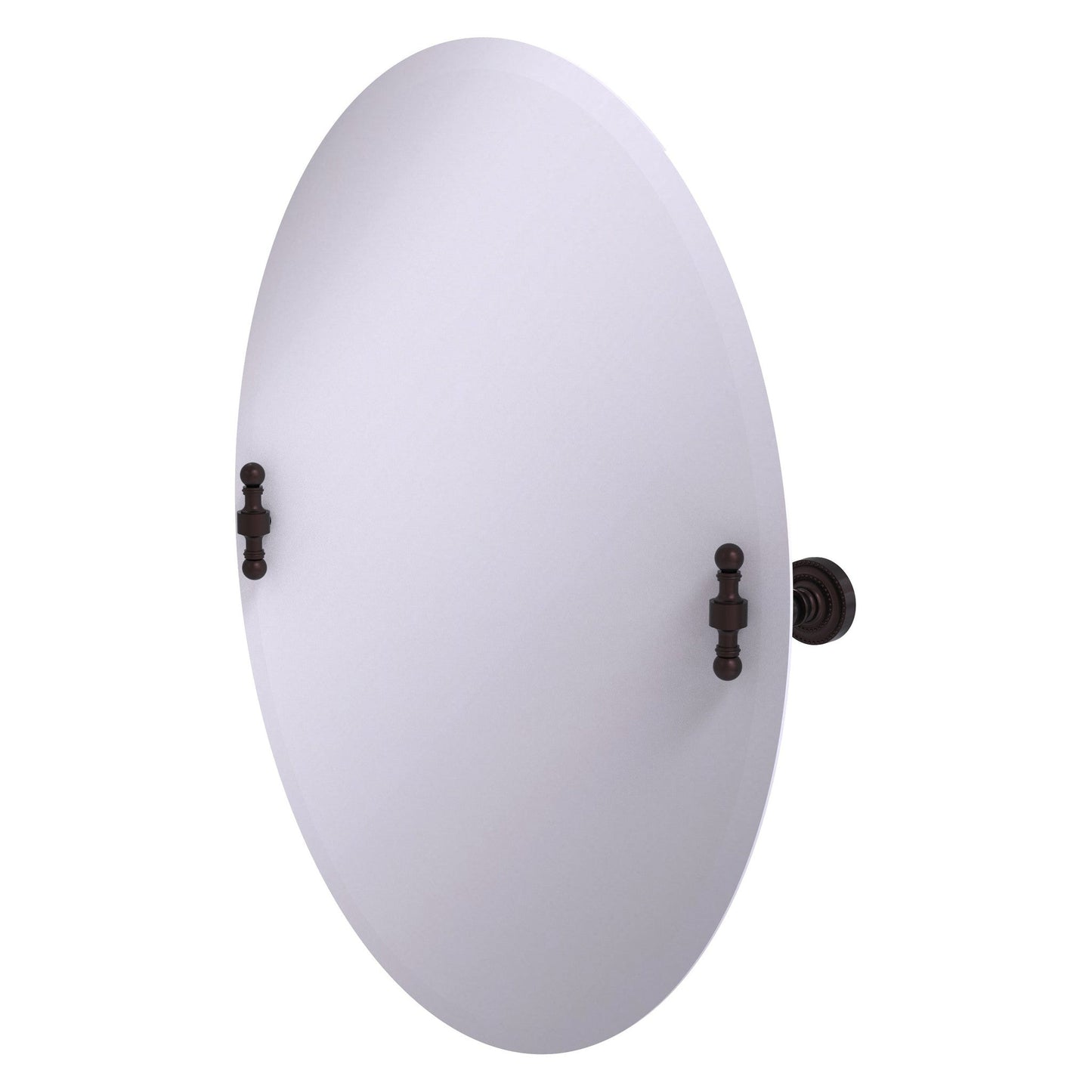 Allied Brass Retro Dot Oval Antique Bronze Frameless Tilt Wall Mirror With Beveled Edge