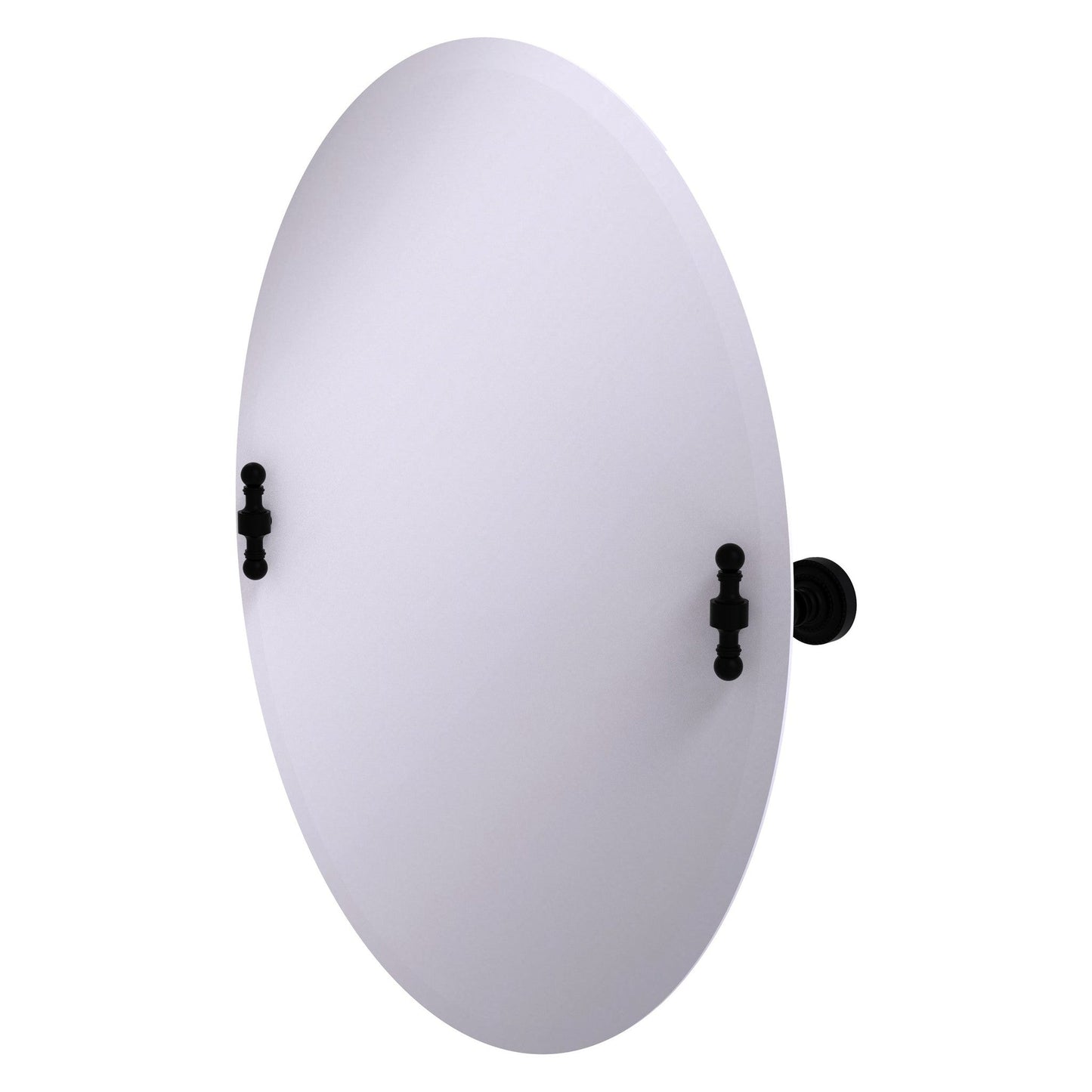 Allied Brass Retro Dot Oval Matte Black Frameless Tilt Wall Mirror With Beveled Edge