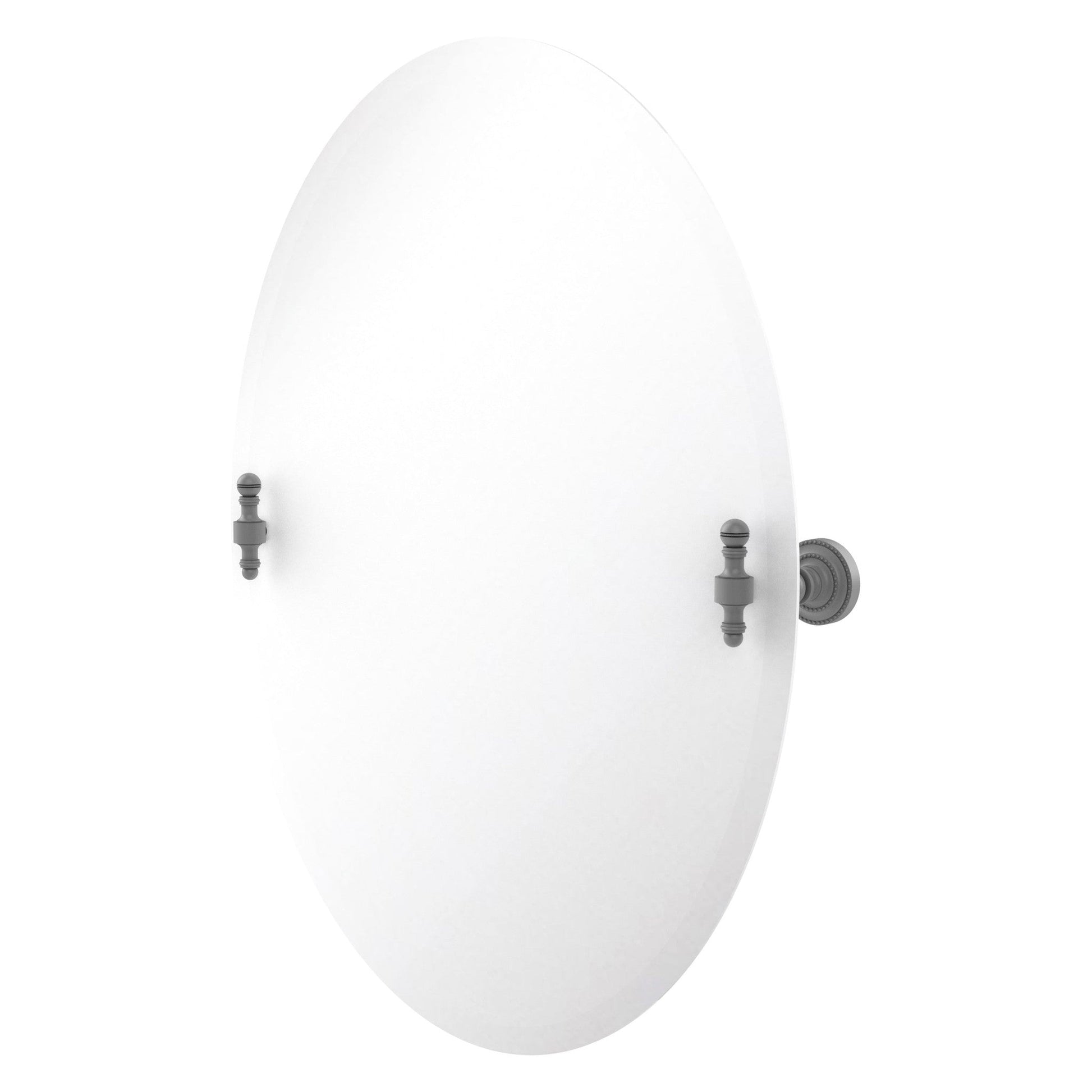 Allied Brass Retro Dot Oval Matte Gray Frameless Tilt Wall Mirror With Beveled Edge