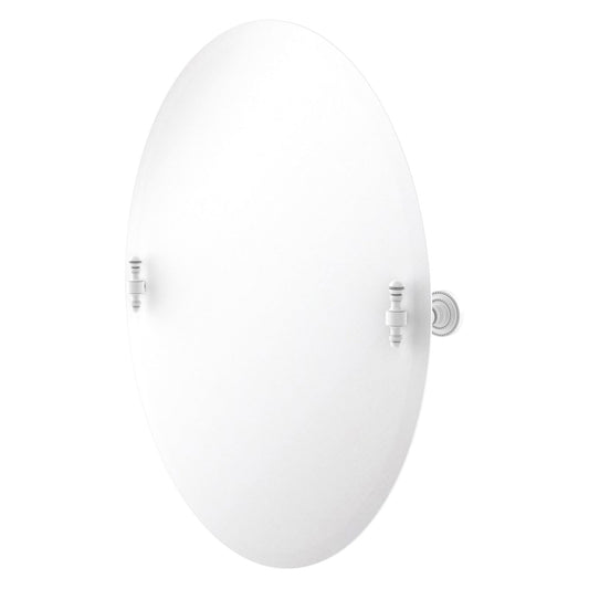 Allied Brass Retro Dot Oval Matte White Frameless Tilt Wall Mirror With Beveled Edge