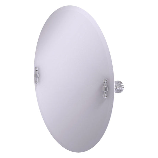 Allied Brass Retro Dot Oval Polished Chrome Frameless Tilt Wall Mirror With Beveled Edge