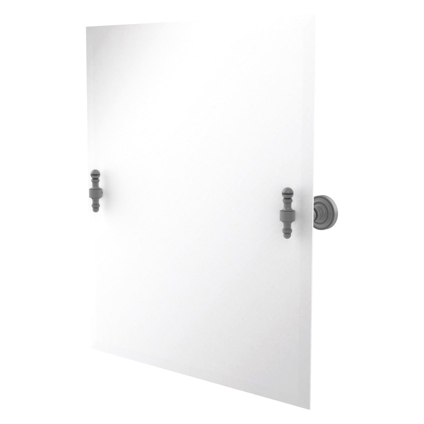 Allied Brass Retro Dot Rectangular Matte Gray Frameless Tilt Wall Mirror With Beveled Edge