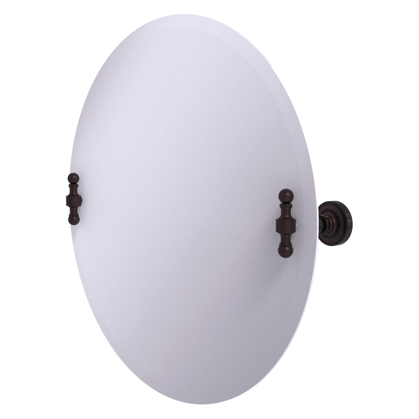 Allied Brass Retro Dot Round Antique Bronze Frameless Tilt Wall Mirror With Beveled Edge