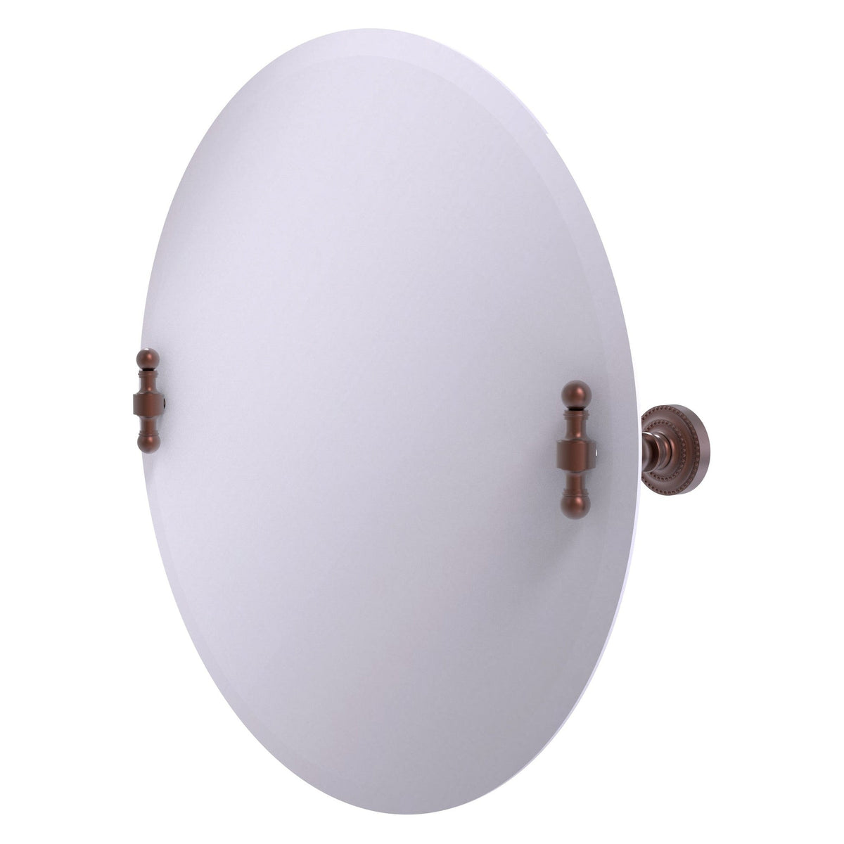 Allied Brass Retro Dot Round Antique Copper Frameless Tilt Wall Mirror With Beveled Edge