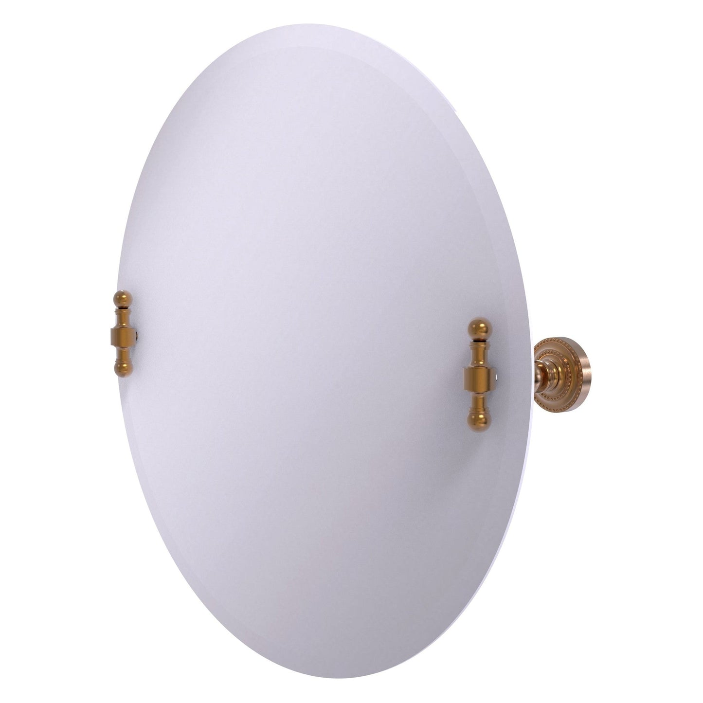 Allied Brass Retro Dot Round Brushed Bronze Frameless Tilt Wall Mirror With Beveled Edge