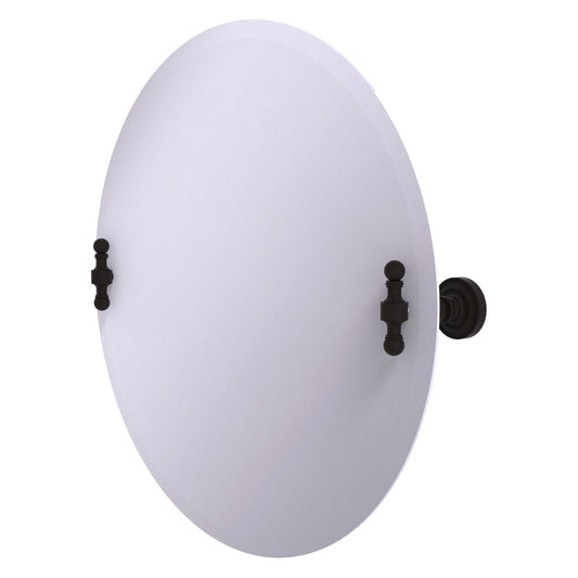 Allied Brass Retro Dot Round Oil Rubbed Bronze Frameless Tilt Wall Mirror With Beveled Edge