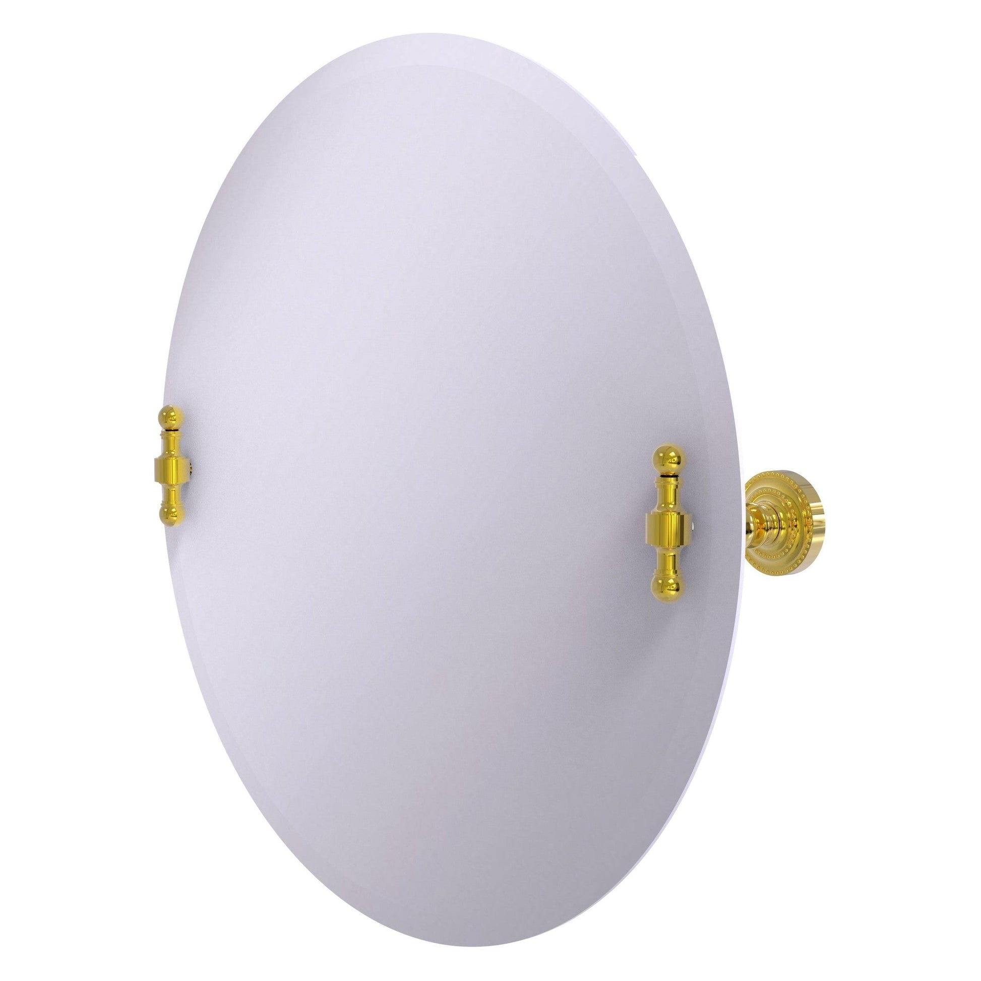 Allied Brass Retro Dot Round Polished Brass Frameless Tilt Wall Mirror With Beveled Edge