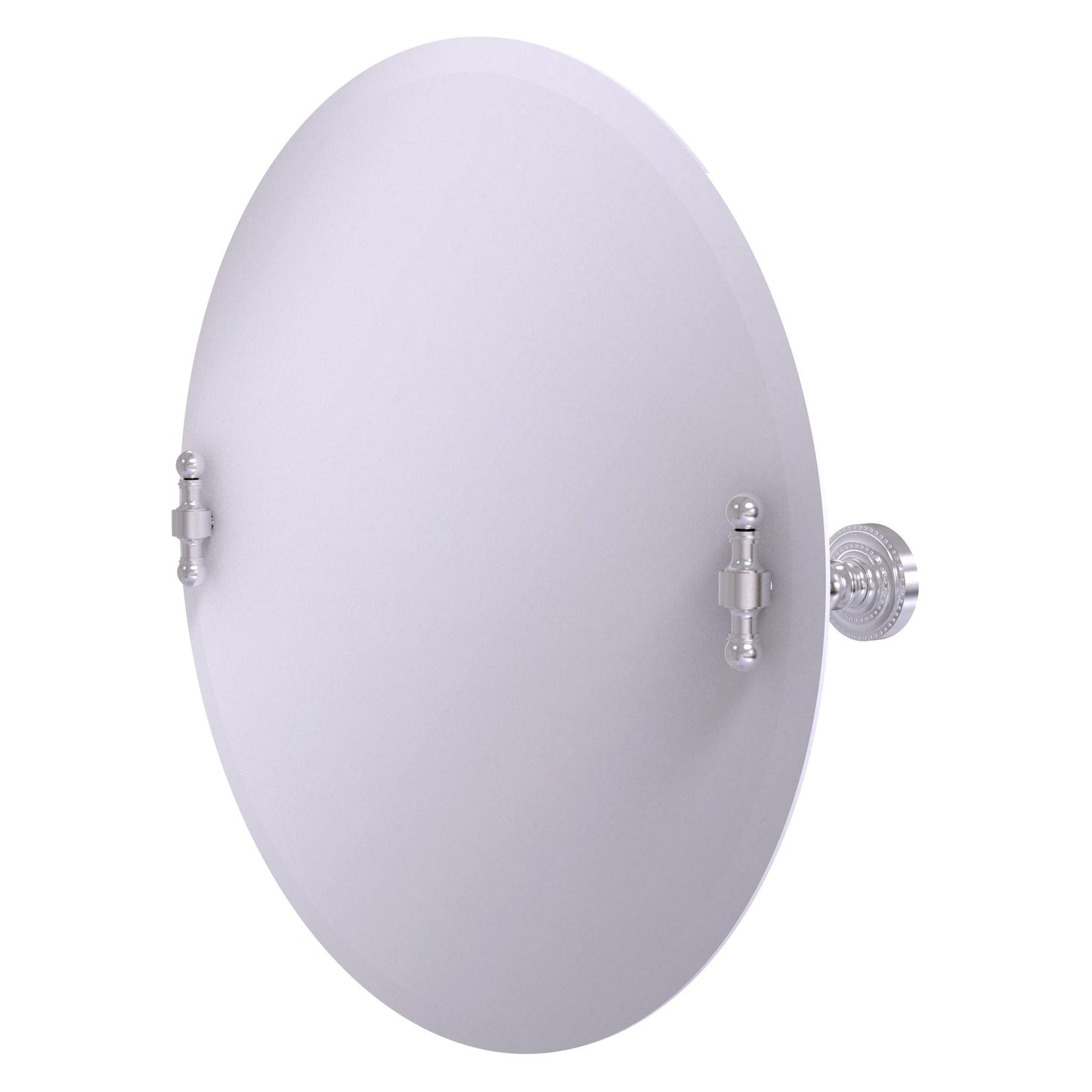 Allied Brass Retro Dot Round Satin Chrome Frameless Tilt Wall Mirror With Beveled Edge