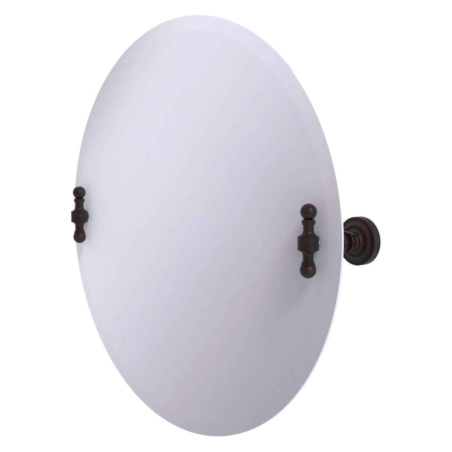 Allied Brass Retro Dot Round Venetian Bronze Frameless Tilt Wall Mirror With Beveled Edge