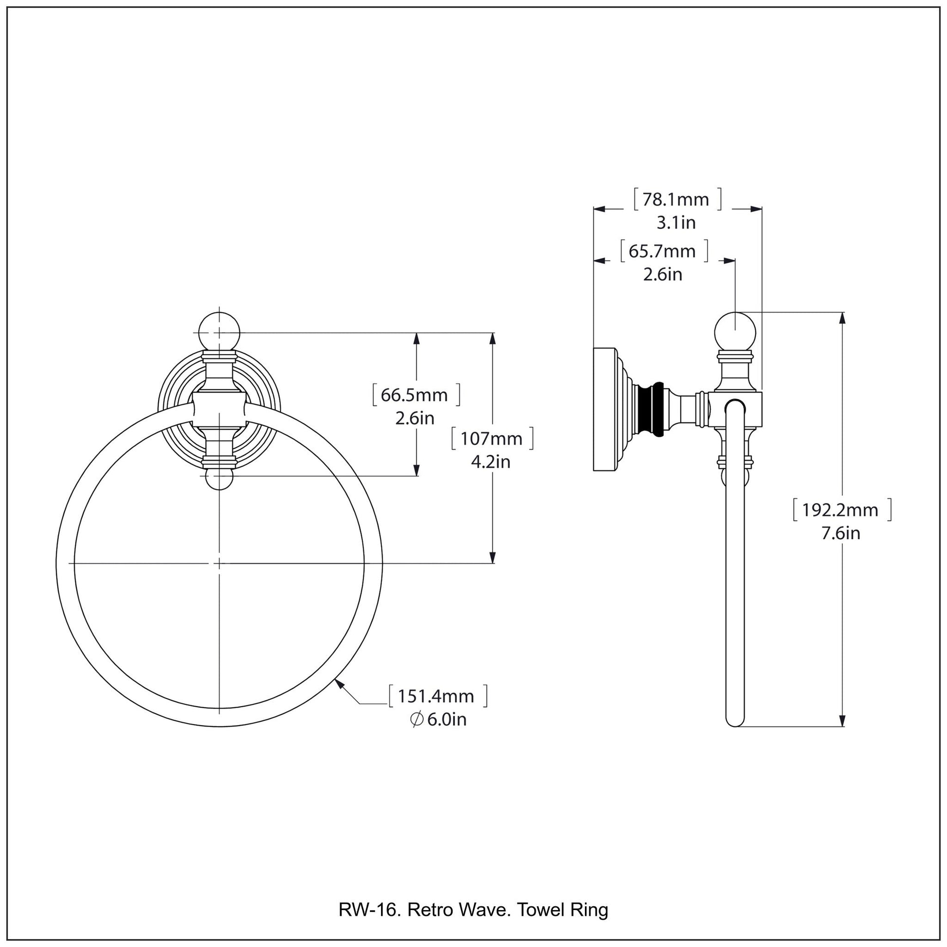 Allied Brass Retro Wave Antique Brass Towel Ring