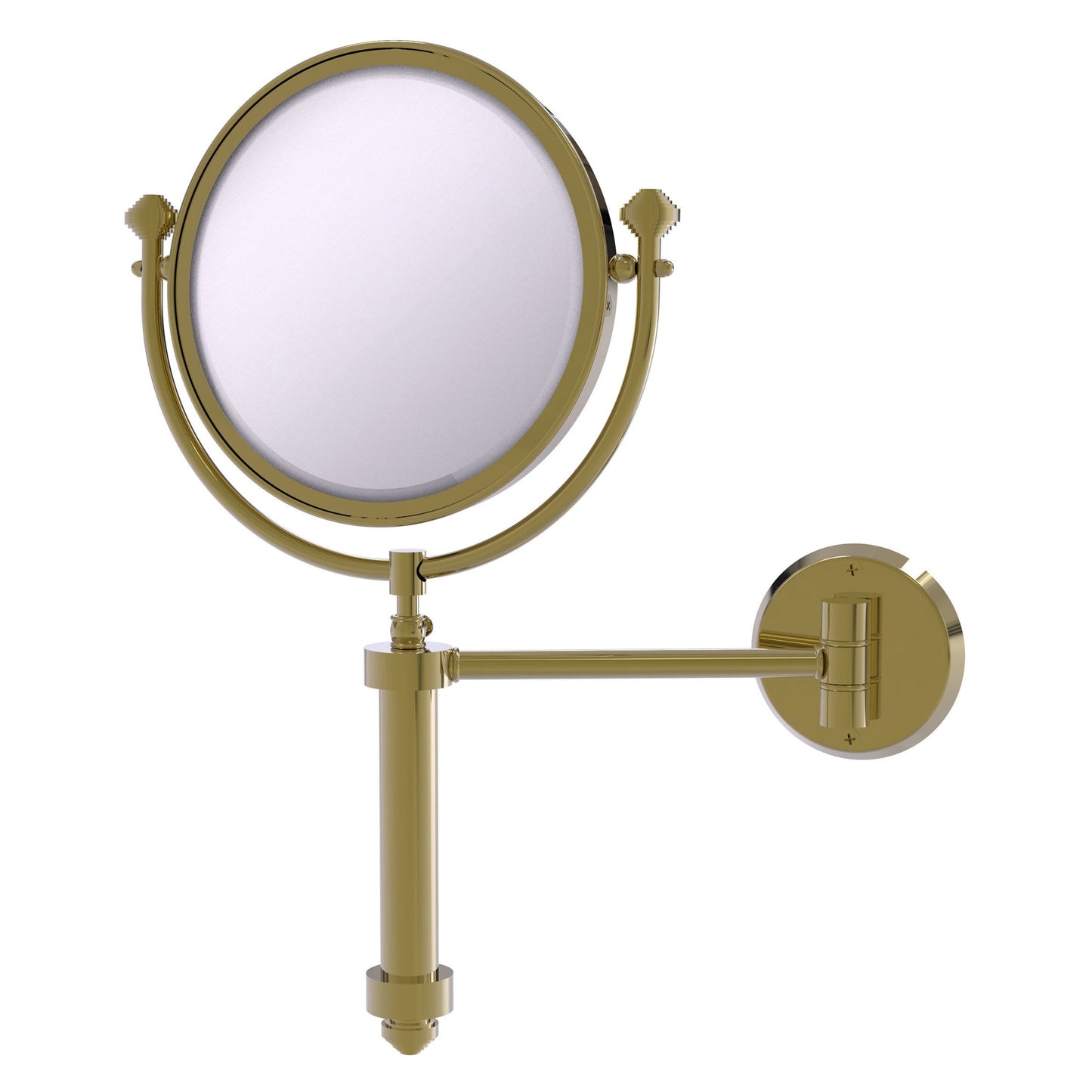 Allied Brass SB-4/4X-UNL Southbeach 8" Unlacquered Brass Wall-Mounted Make-Up Mirrors