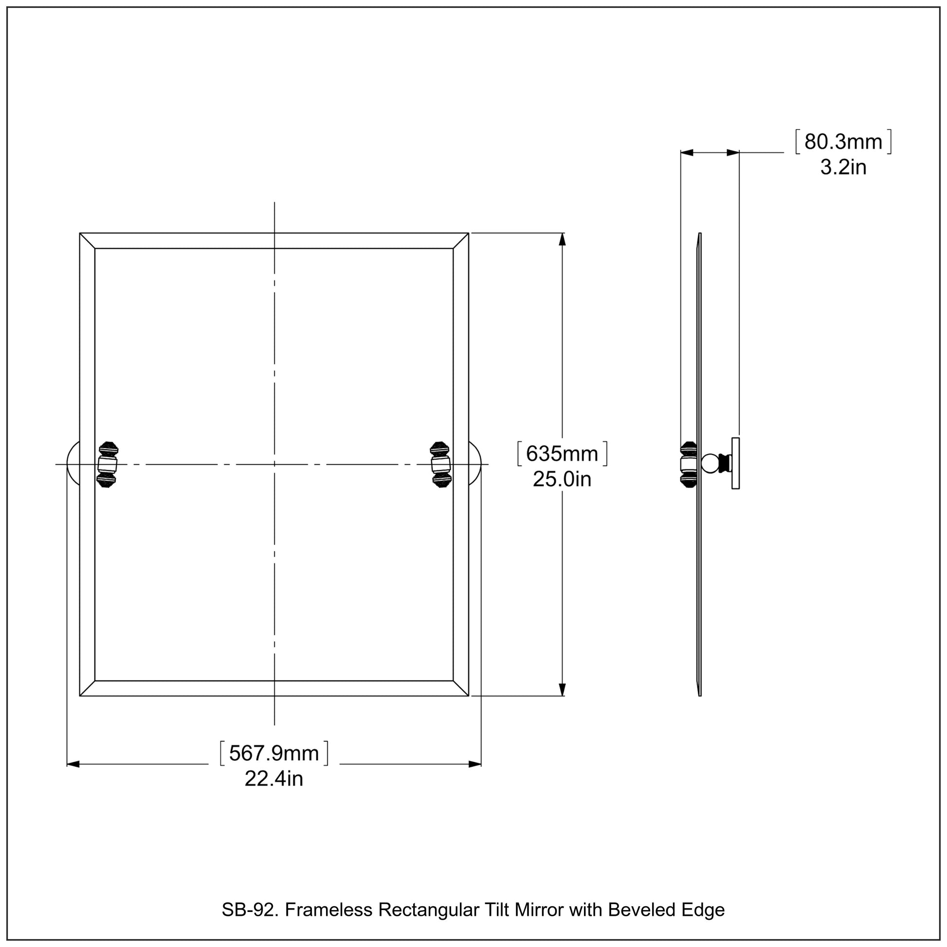 Allied Brass SB-92-ABR Southbeach Antique Brass Rectangular Frameless Wall Tilt Mirror