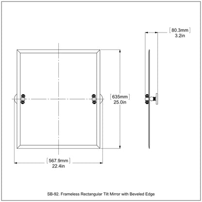 Allied Brass SB-92-ABR Southbeach Antique Brass Rectangular Frameless Wall Tilt Mirror