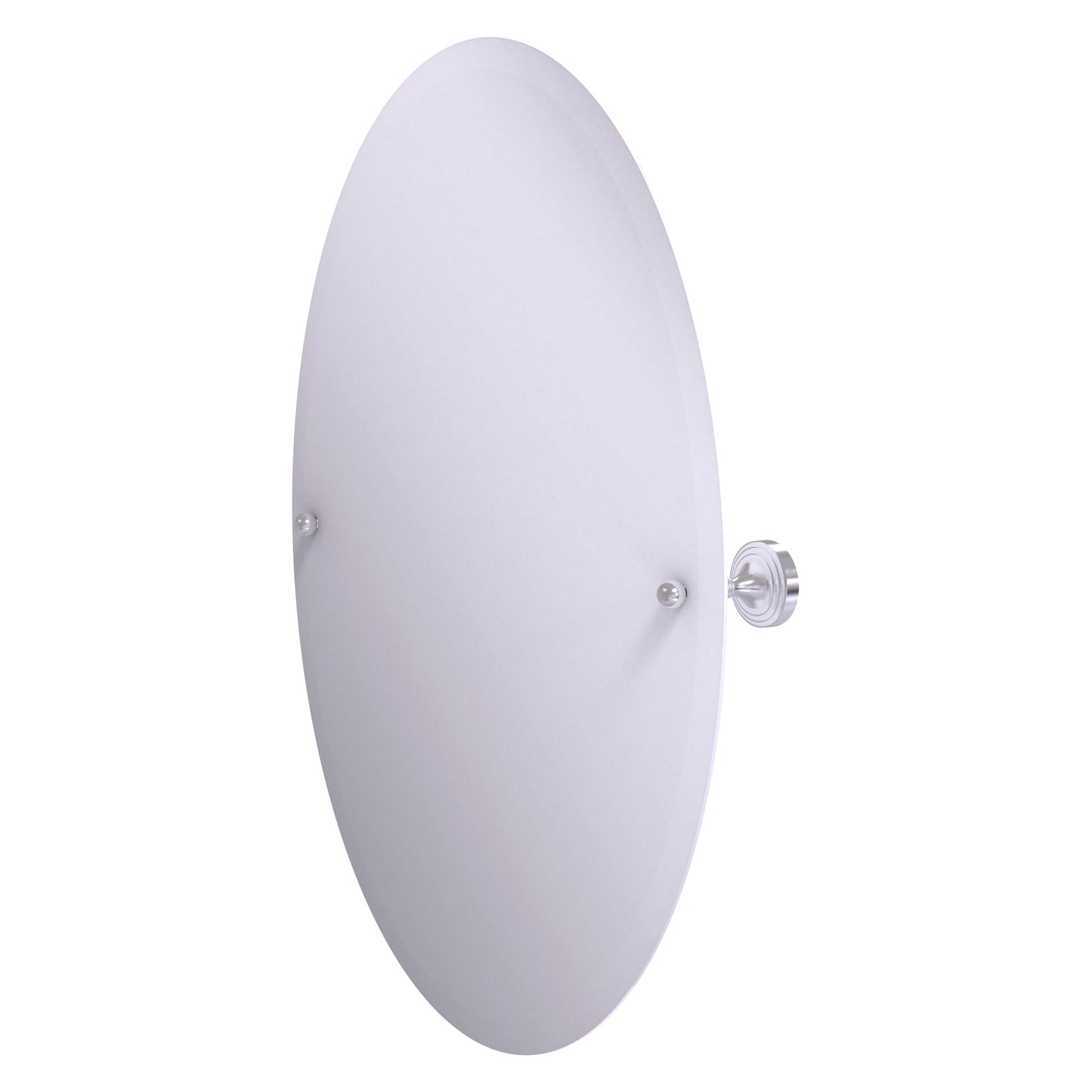 Allied Brass SG-91-SCH Sag Harbor Satin Chrome Oval Frameless Wall Tilt Mirror With Beveled Edge