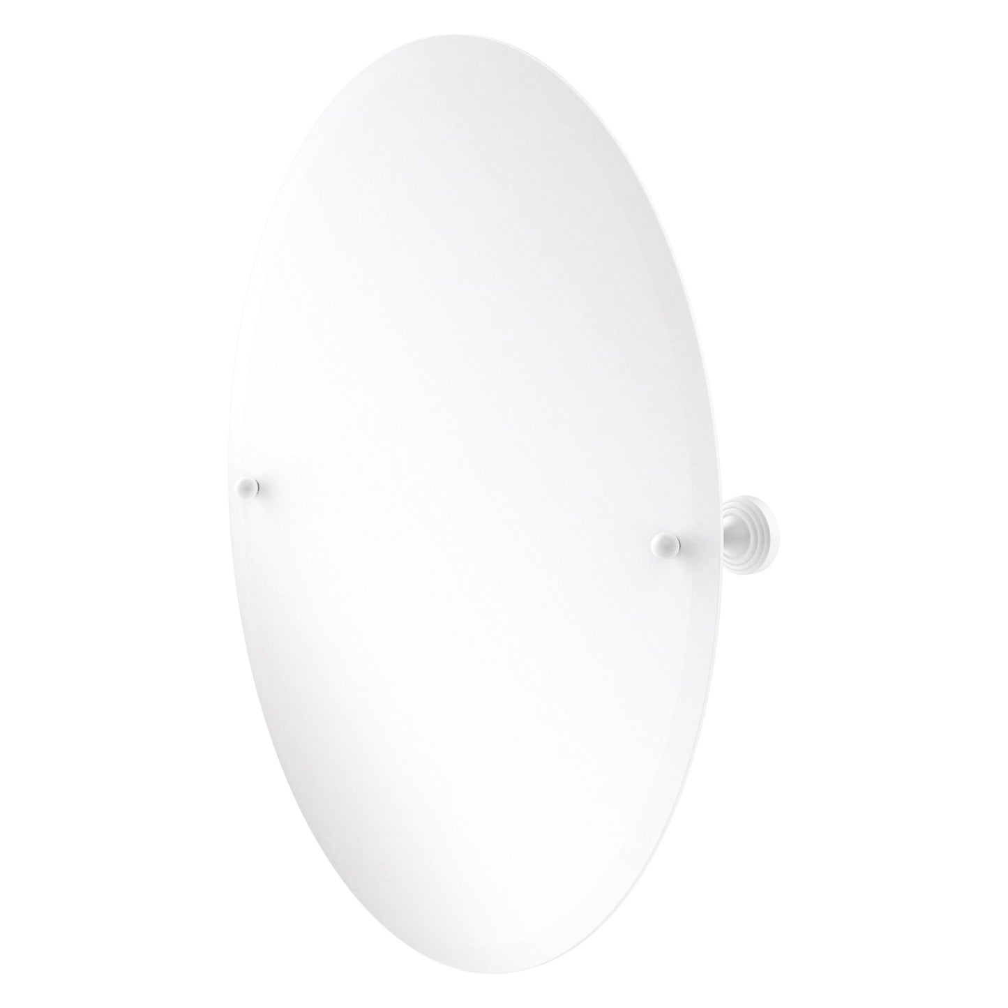 Allied Brass SG-91-WHM Sag Harbor Matte White Oval Frameless Wall Tilt Mirror With Beveled Edge