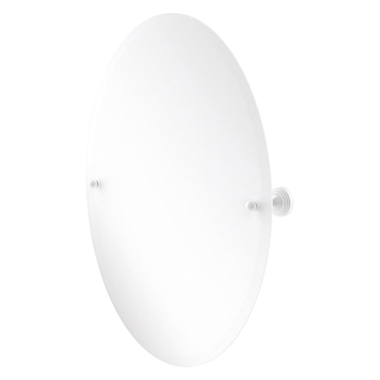 Allied Brass SG-91-WHM Sag Harbor Matte White Oval Frameless Wall Tilt Mirror With Beveled Edge