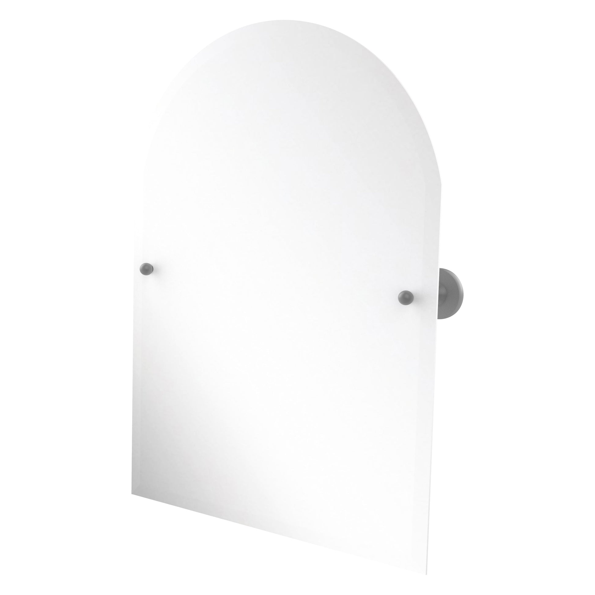 Allied Brass SG-94-GYM Sag Harbor Matte Gray Arched Top Frameless Wall Tilt Mirror With Beveled Edge